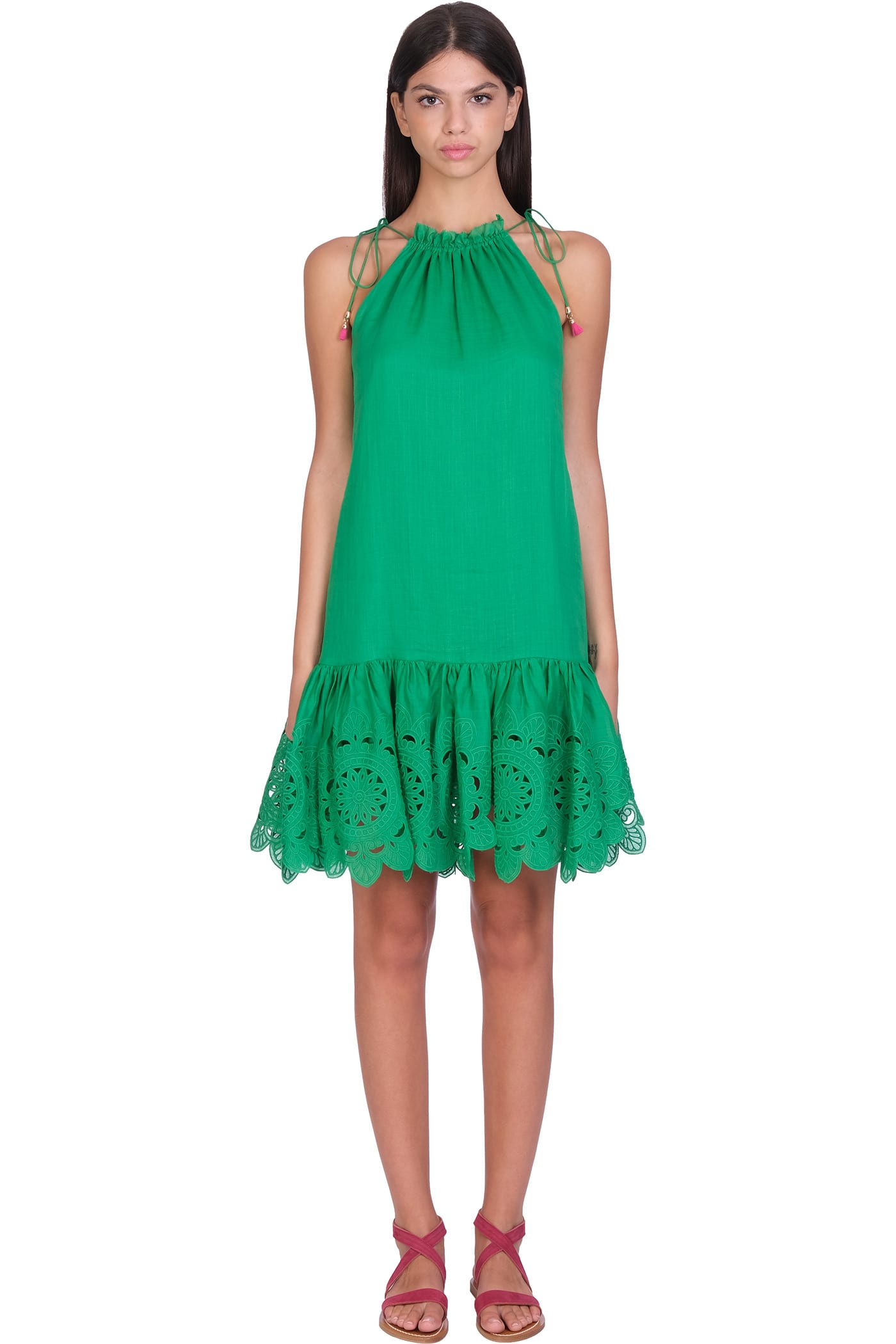 Zimmermann Dress In Green Cotton