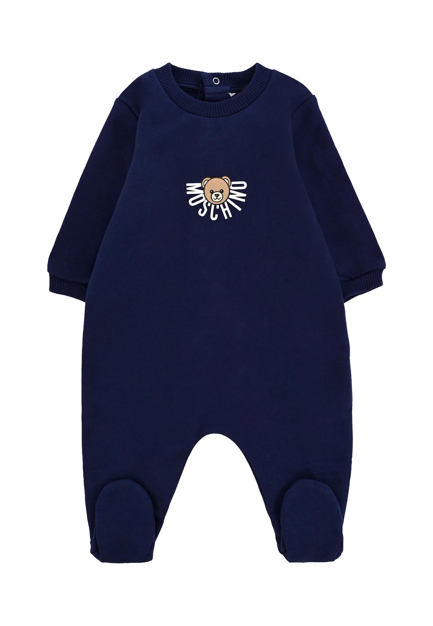 Moschino Blue Babygrow For Baby Boy With Teddy Bear In Blue