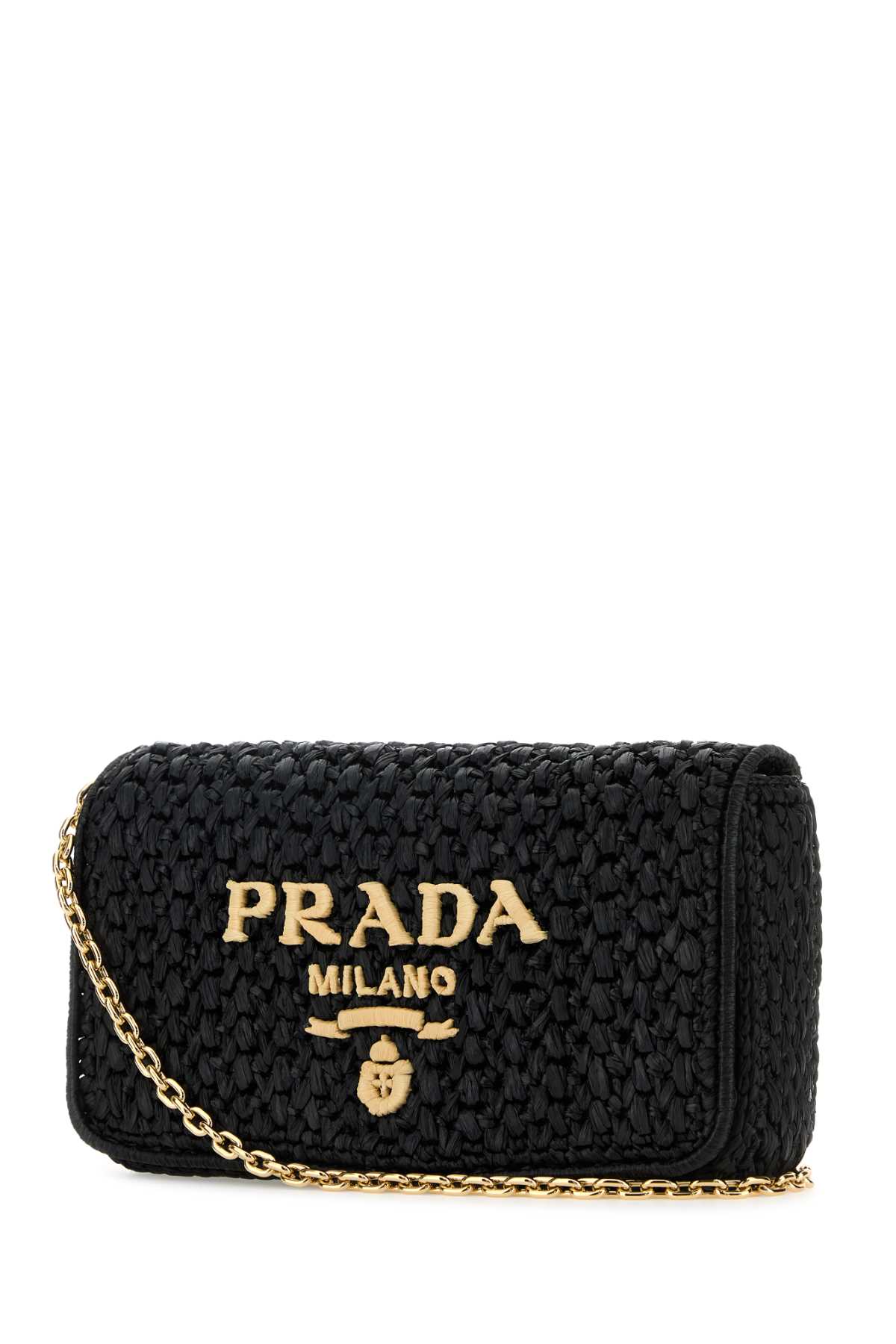 Shop Prada Black Raffia Crossbody Bag In Neroc