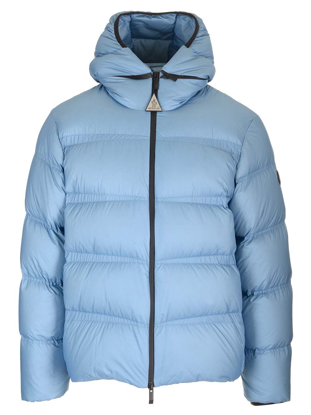 Shop Moncler Masac Padded Jacket In Light Blue