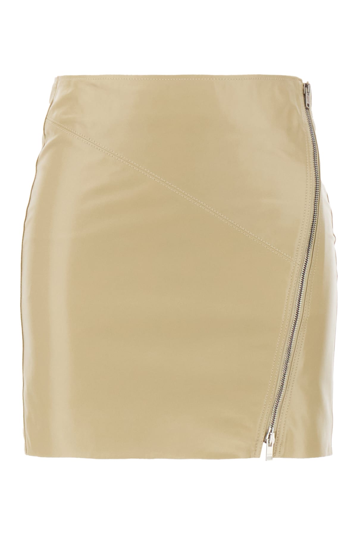 Shop Isabel Marant Cappuccino Nappa Leather Mini Skirt In 90be