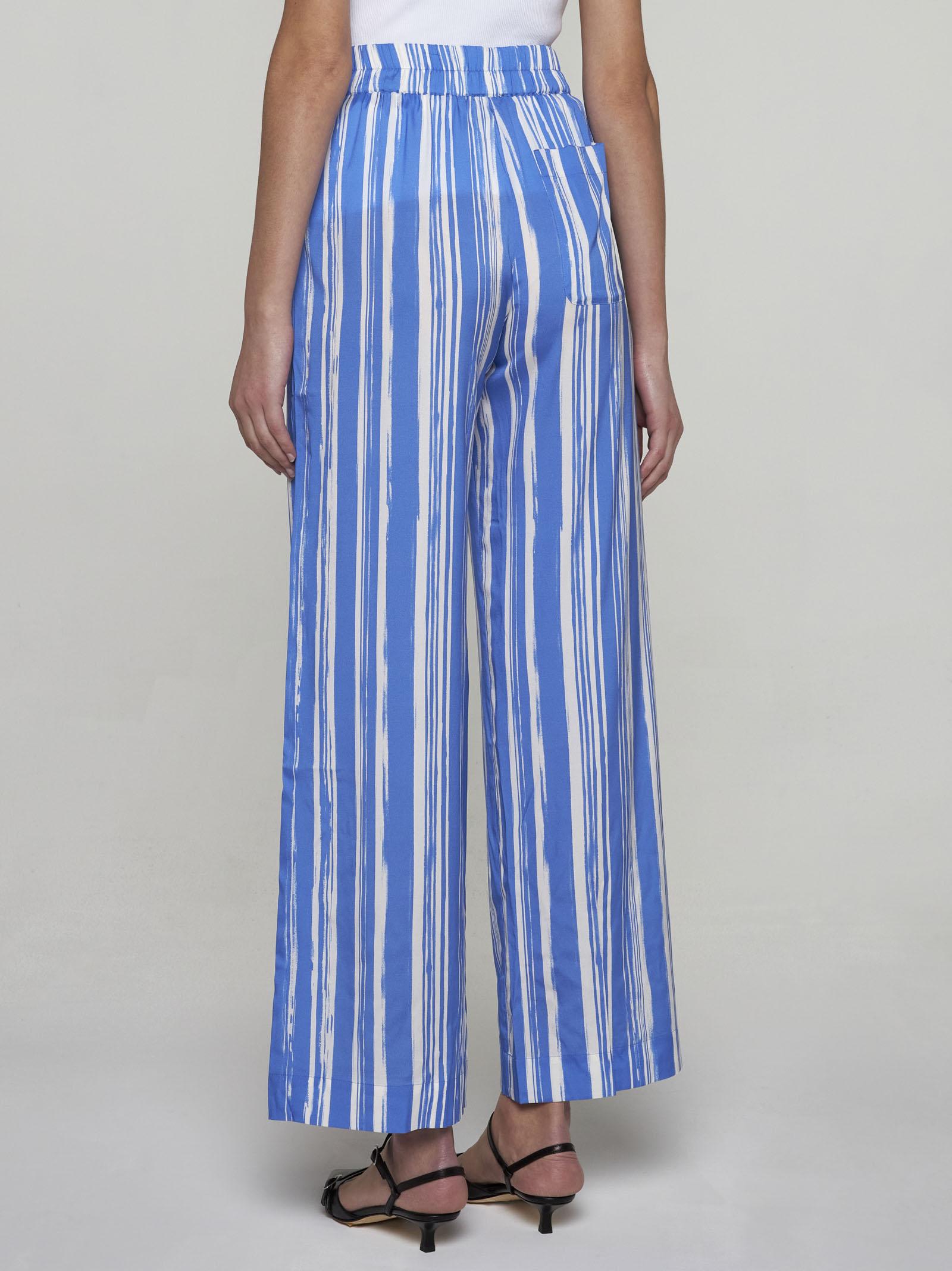 Shop Baum Und Pferdgarten Nala Striped Silk Trousers In Blue Painted Stripe