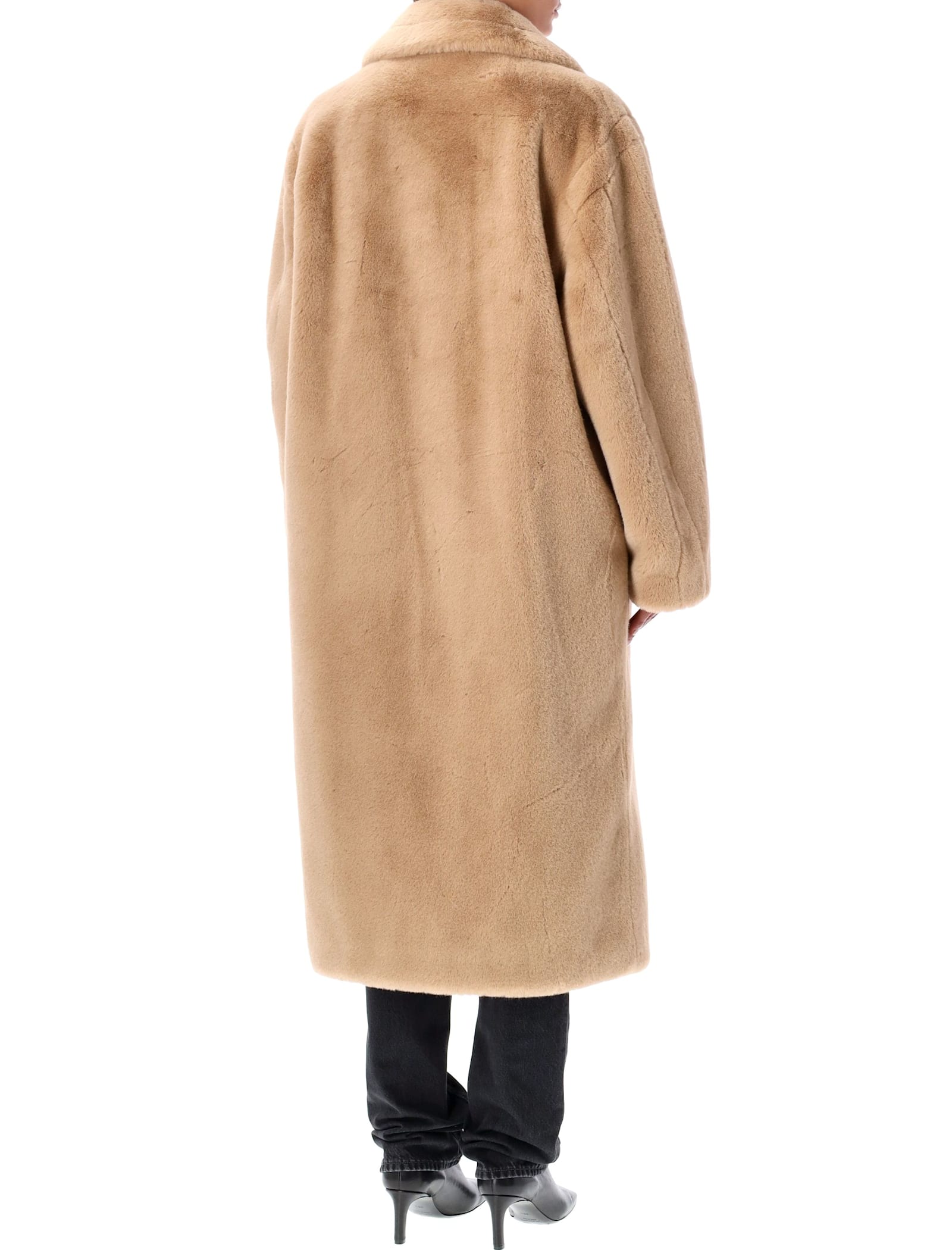 Shop Stand Studio Maria Eco Mink Jacket In Powder Beige