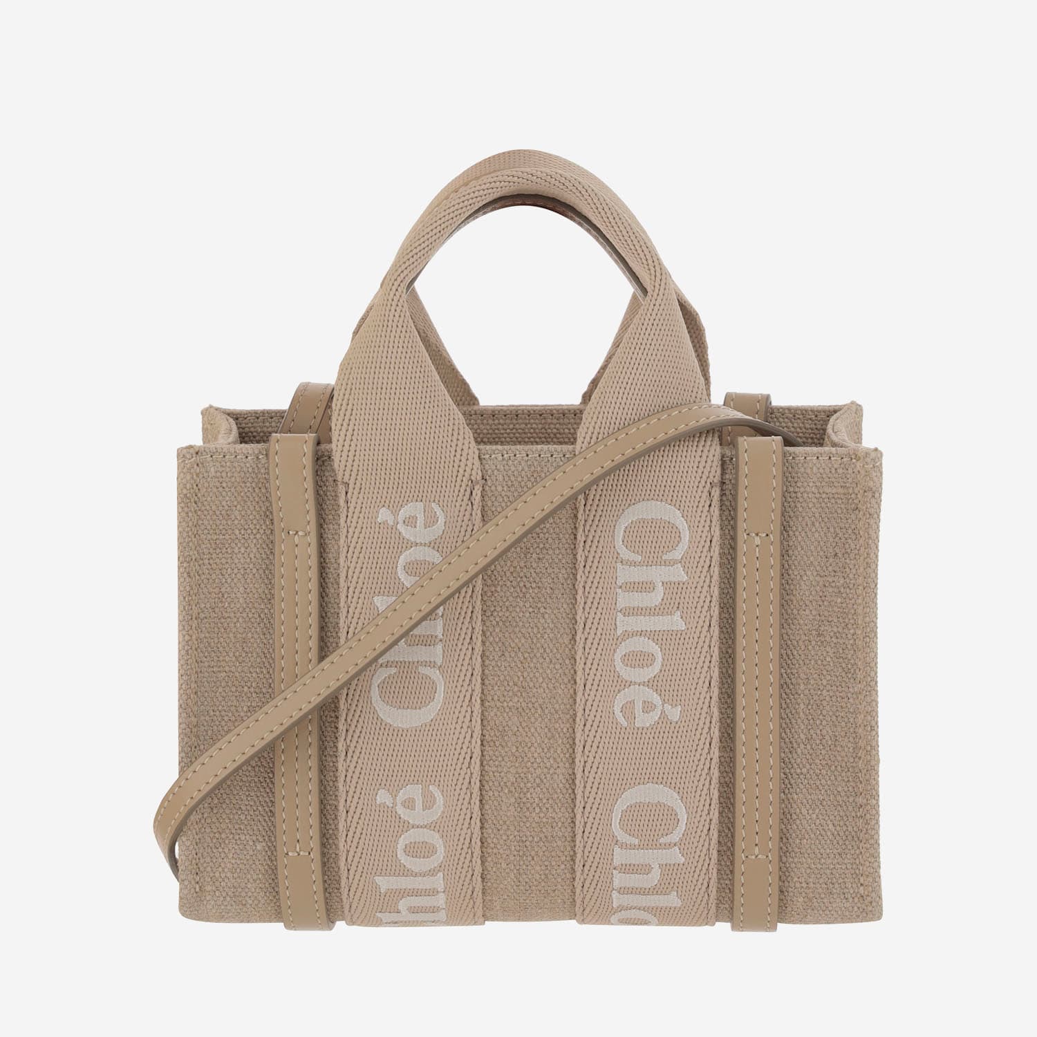 Chloé Mini Woody Linen Tote Bag