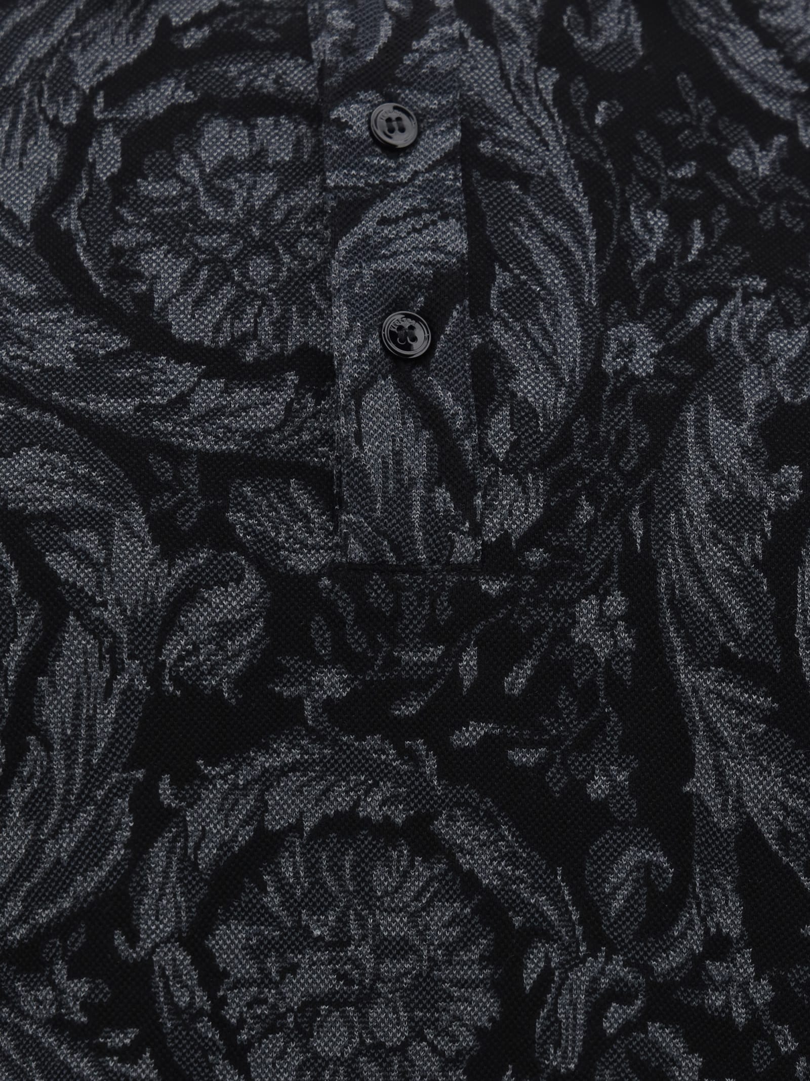 Versace Barocco Print Polo T-shirt In Grey