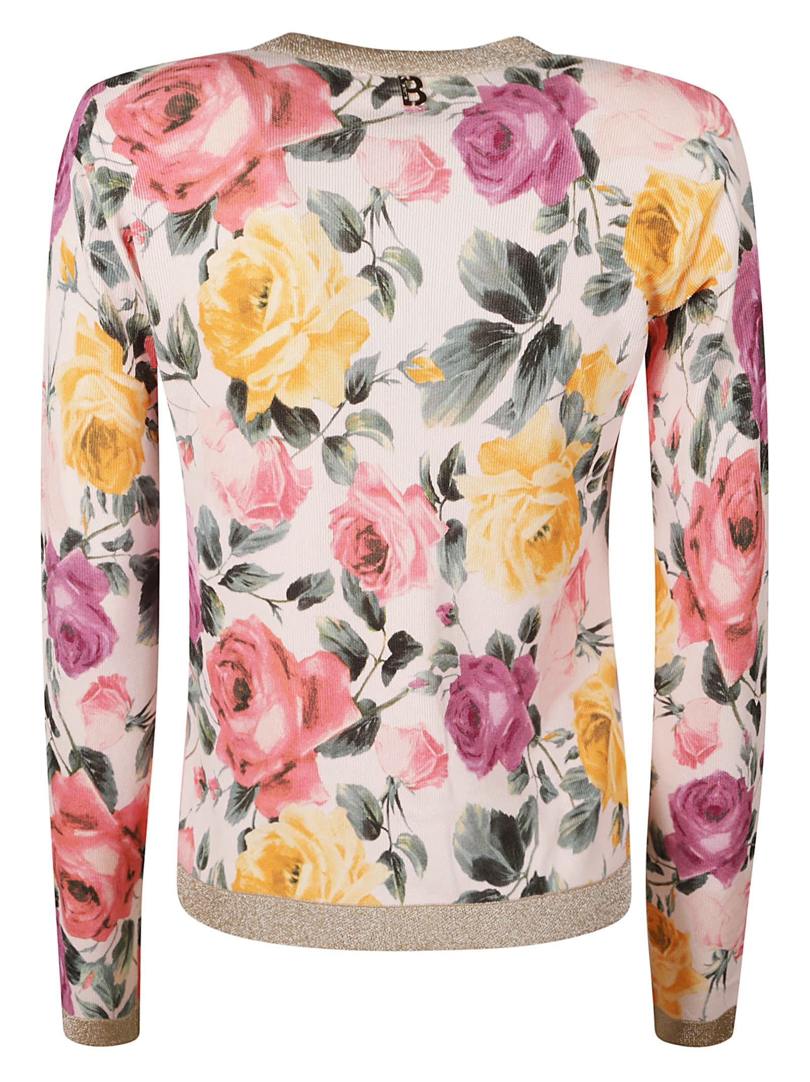 Shop Blugirl Floral Print Embellished Cardigan In Multicolore