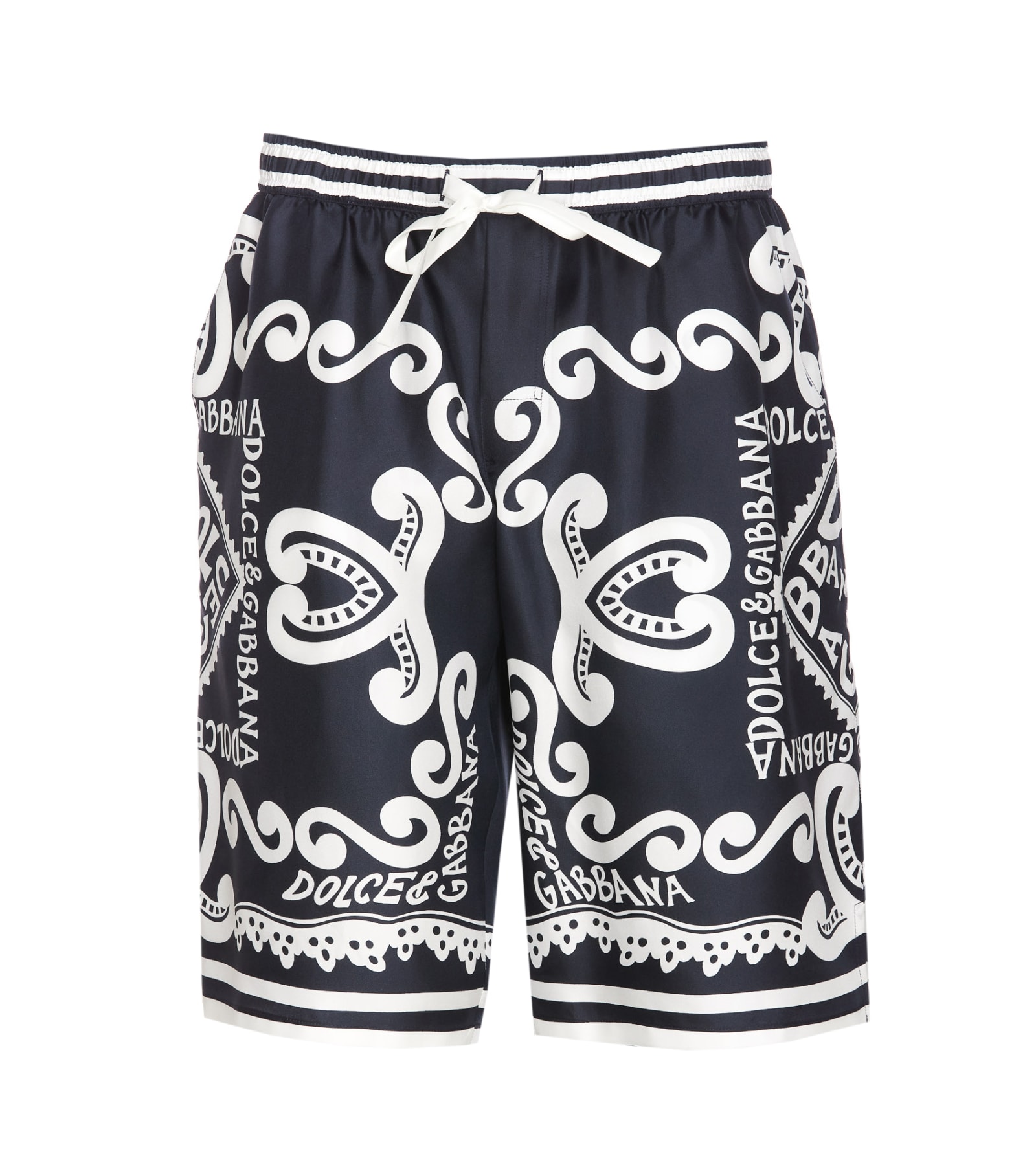 Shop Dolce & Gabbana Marina Print Shorts In Black