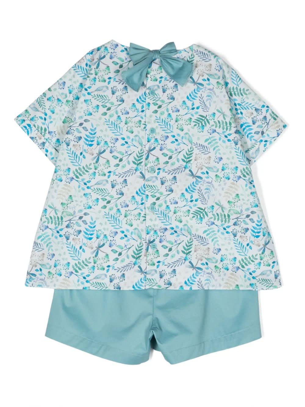 Shop Il Gufo Two-piece Set With An Exclusive Print Design In Juniper Color In Blue