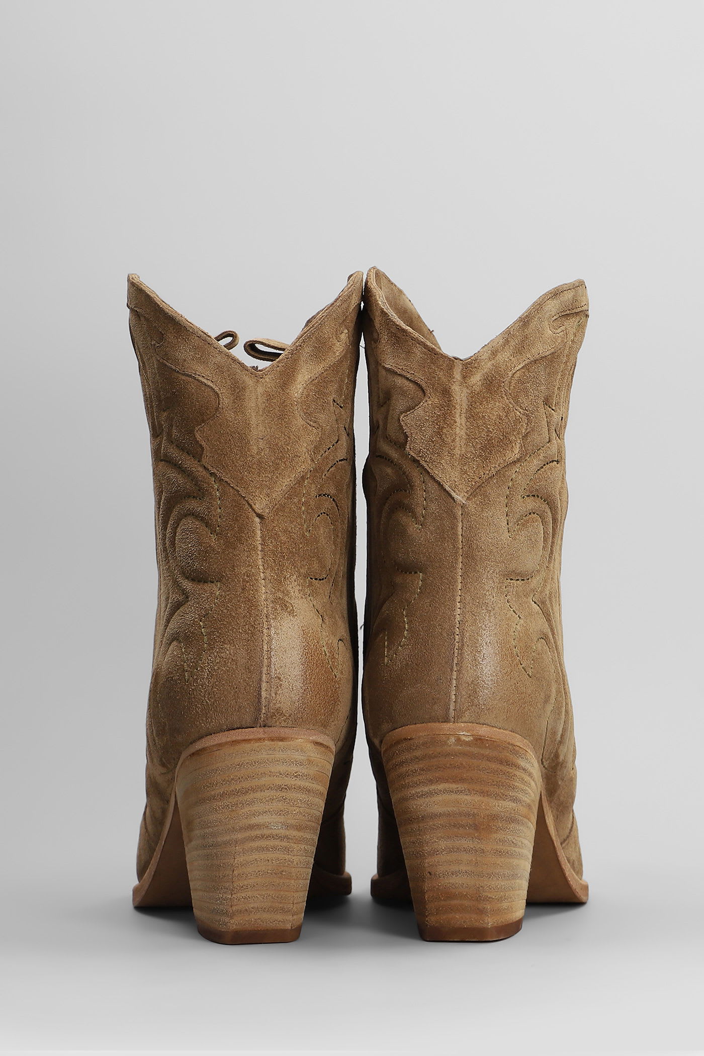 Julie Dee Texan Ankle Boots In Leather Color Suede
