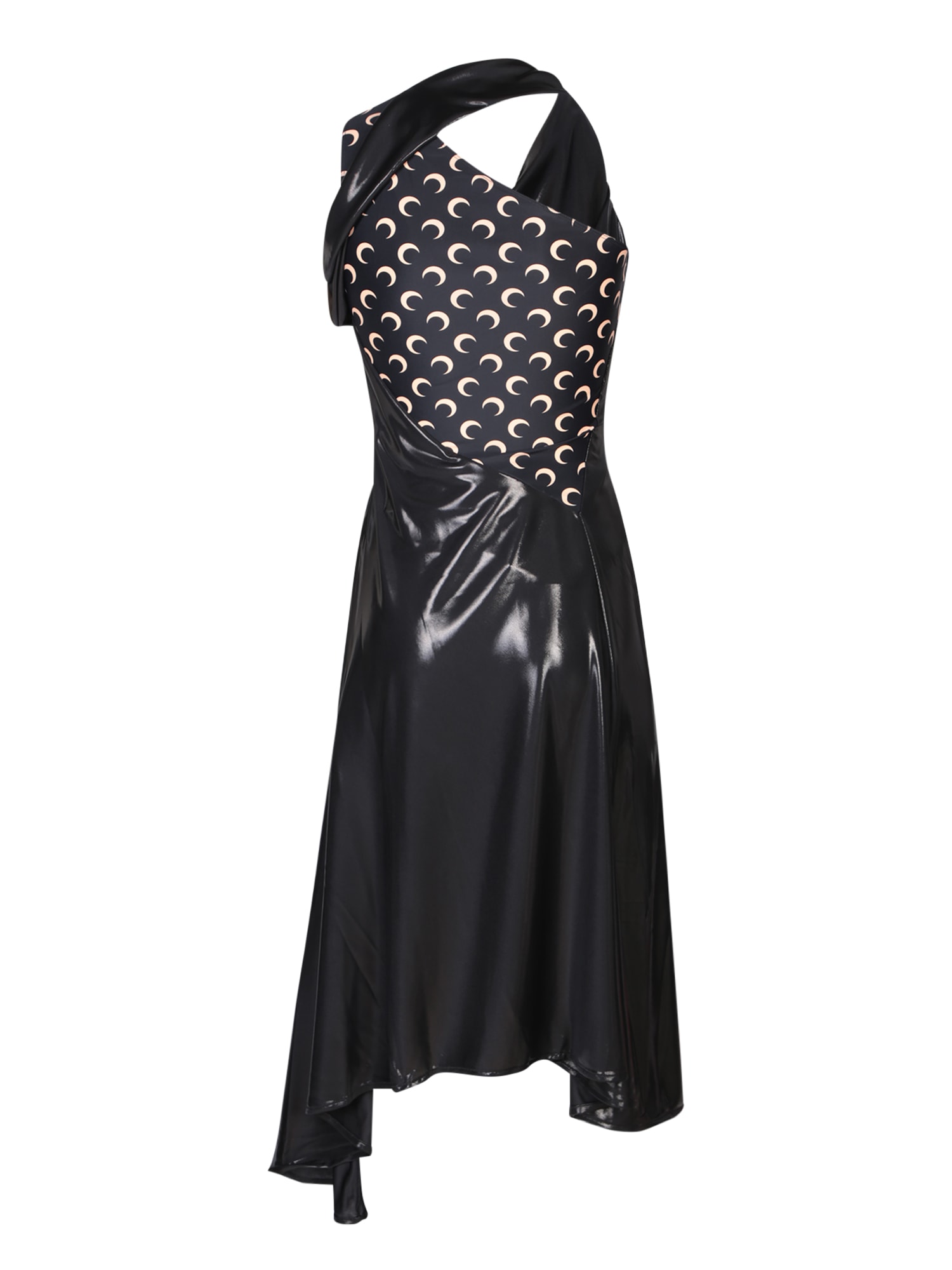 Shop Marine Serre Black Draped Jersey Moon Dress