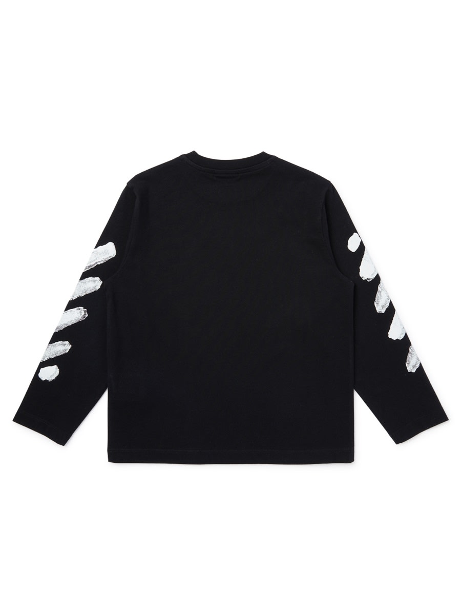 Off-white Kids Arrow Sponge Long Sleeve T-shirt In Black