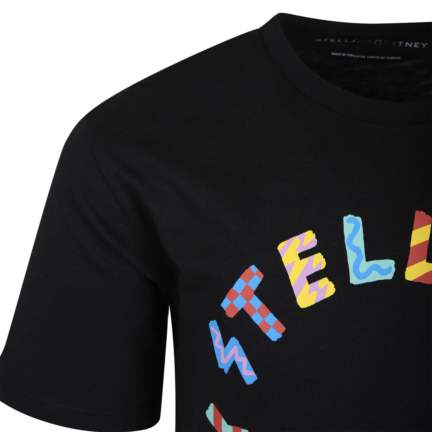 Shop Stella Mccartney Black T-shirt For Girl With Multicolor Logo