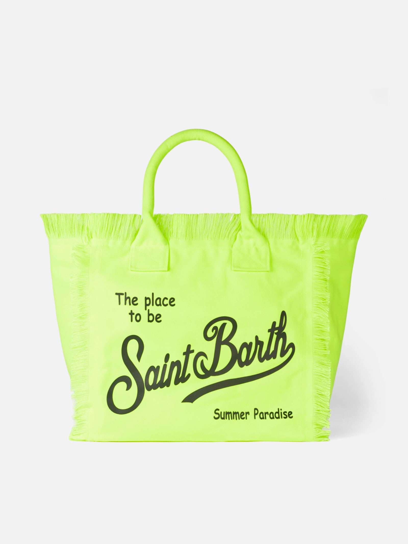 Shop Mc2 Saint Barth Vanity Fluo Yellow Canvas Shoulder Bag