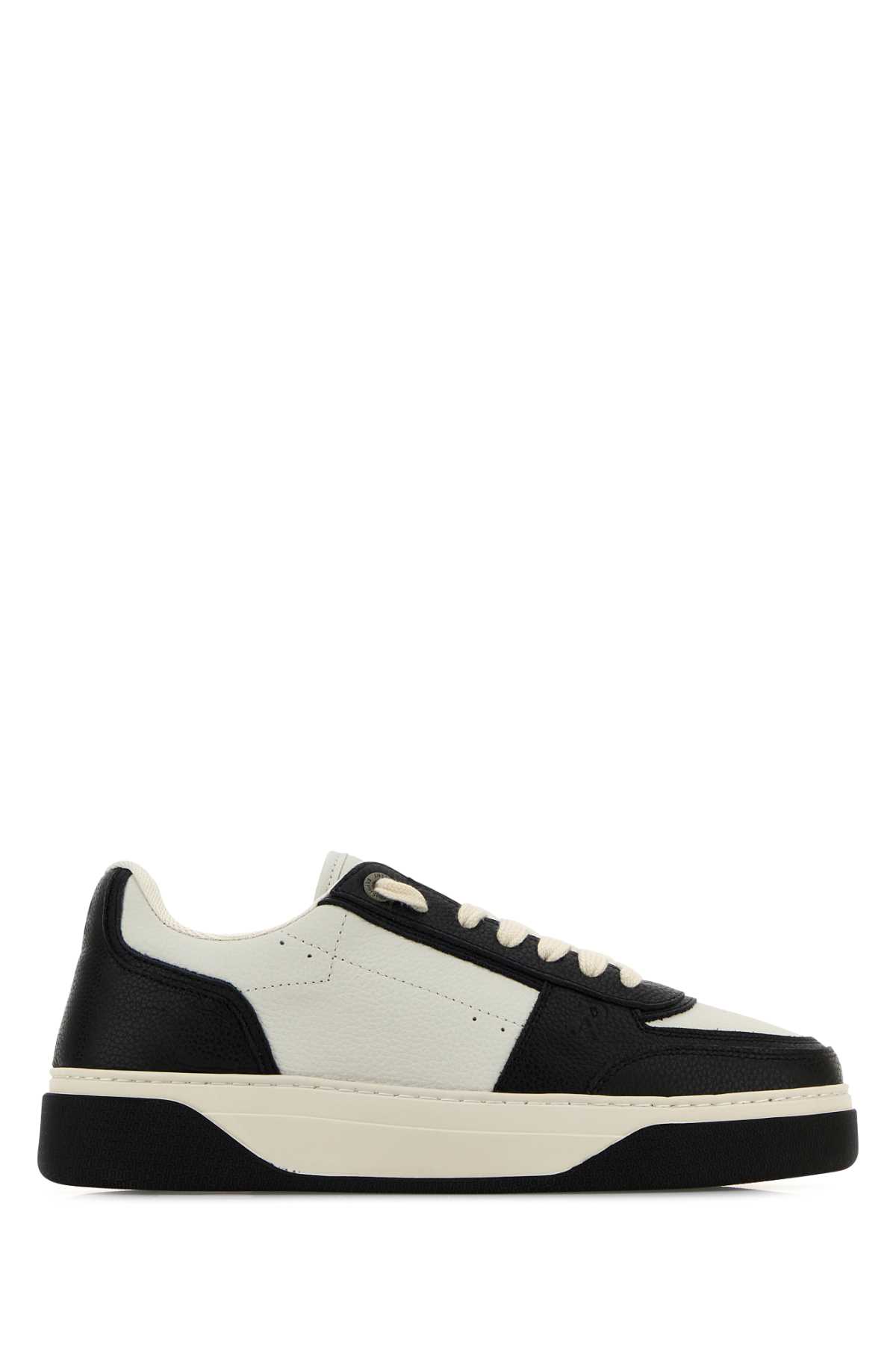 Two-tone Leather And Suede Initial Sneakers