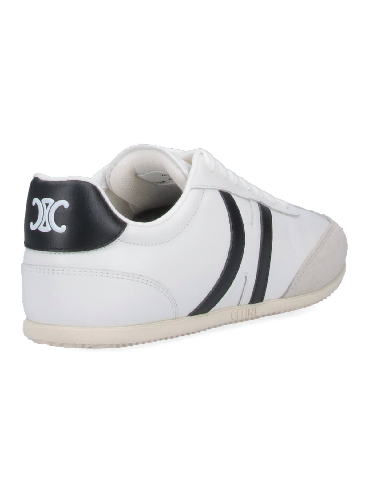 Celine White Calfskin Sneakers With Suede Inserts For Men In White