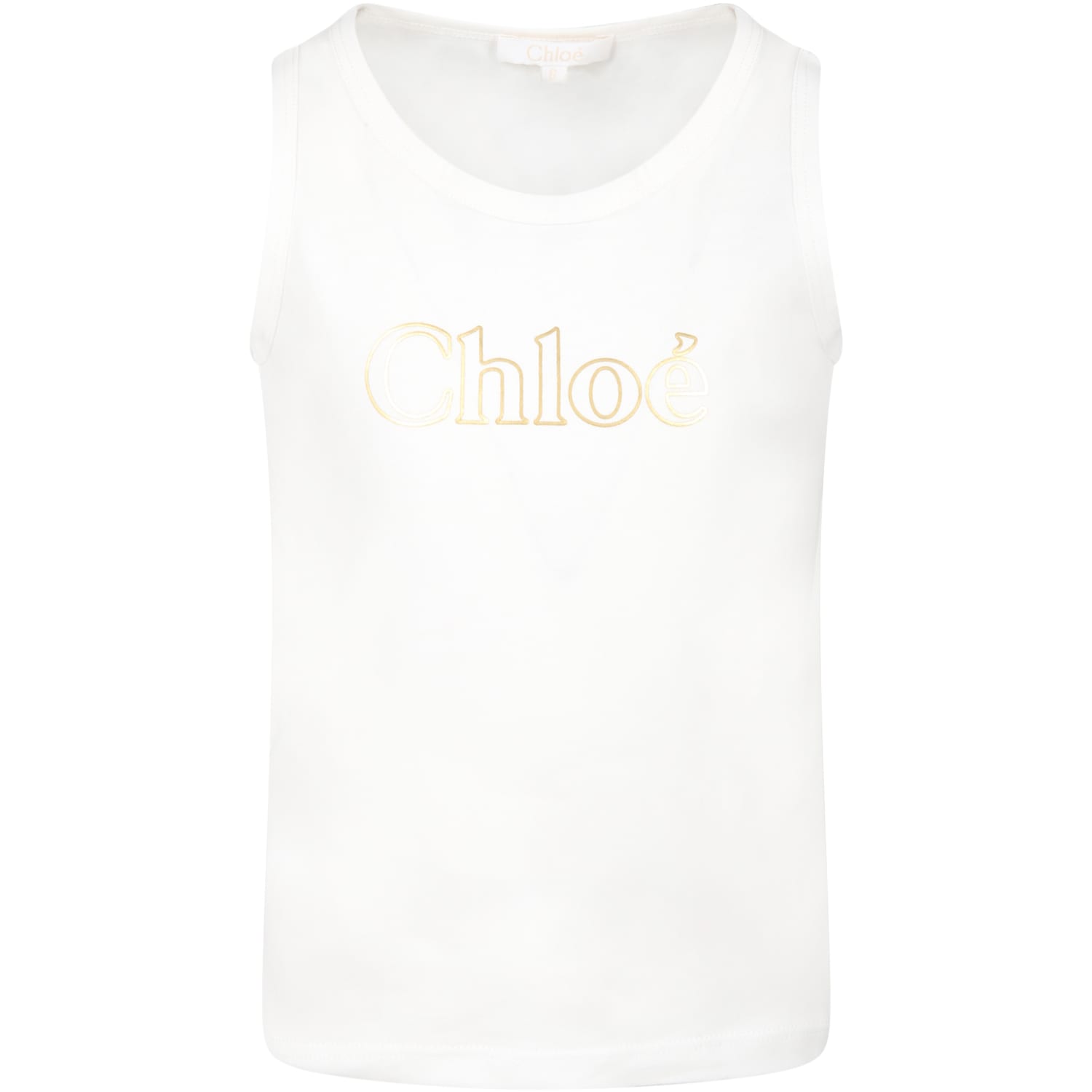Chloé White Tank Top For Girl With Logo