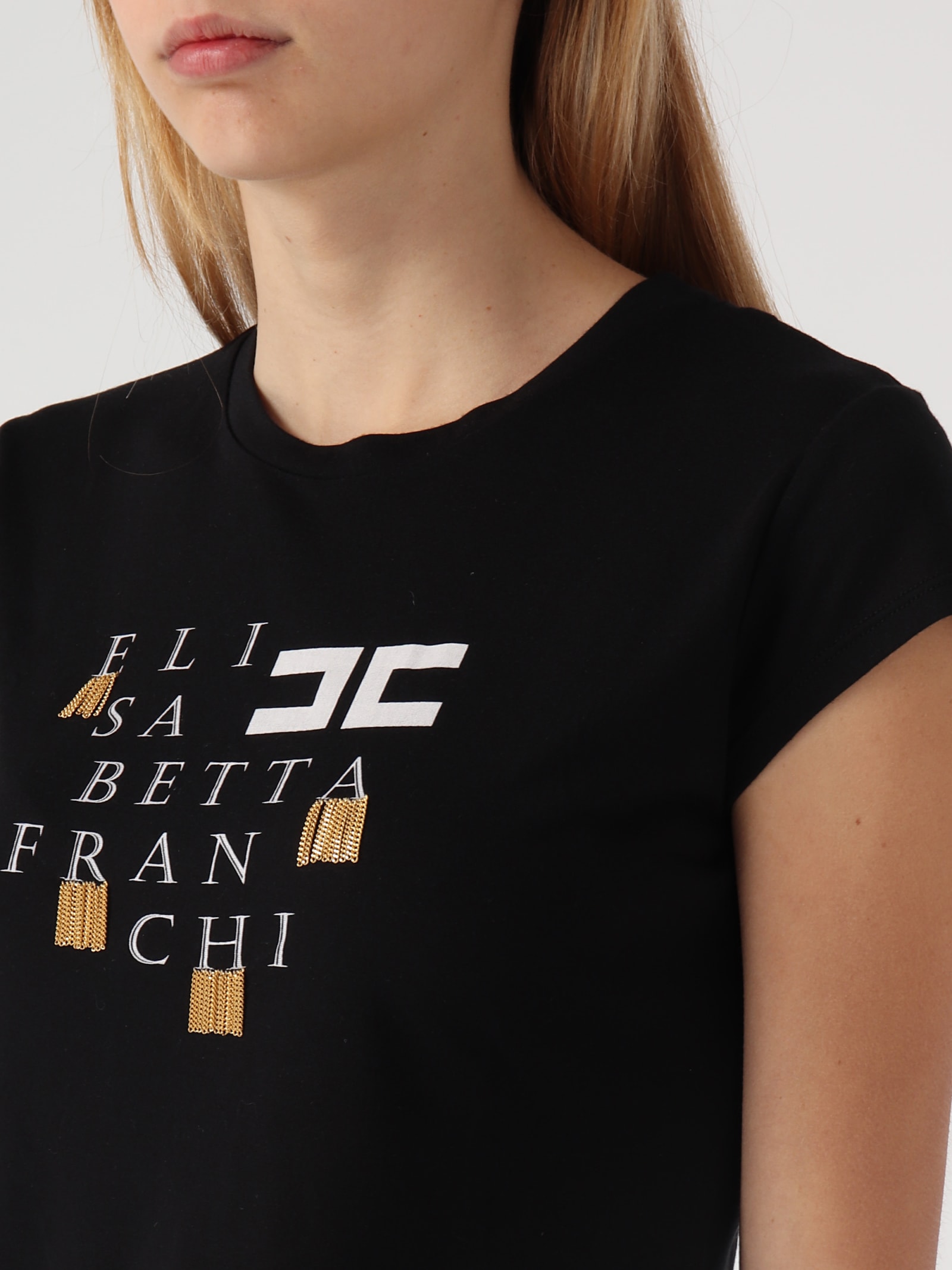 Shop Elisabetta Franchi Modal T-shirt In Nero