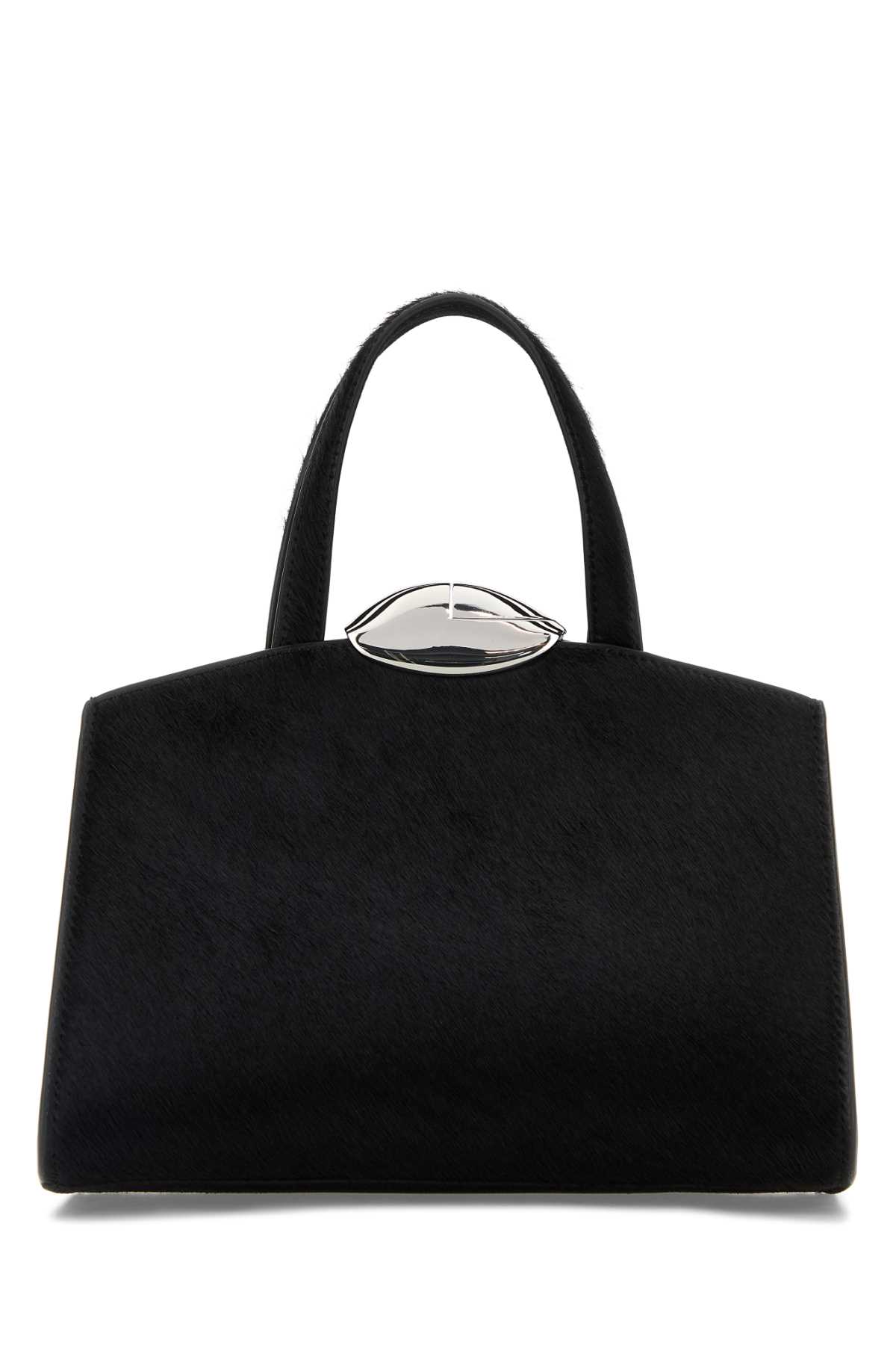 Benedetta Bruzziches Structured Calf Hair Shoulder Bag Serena La Petite In Black