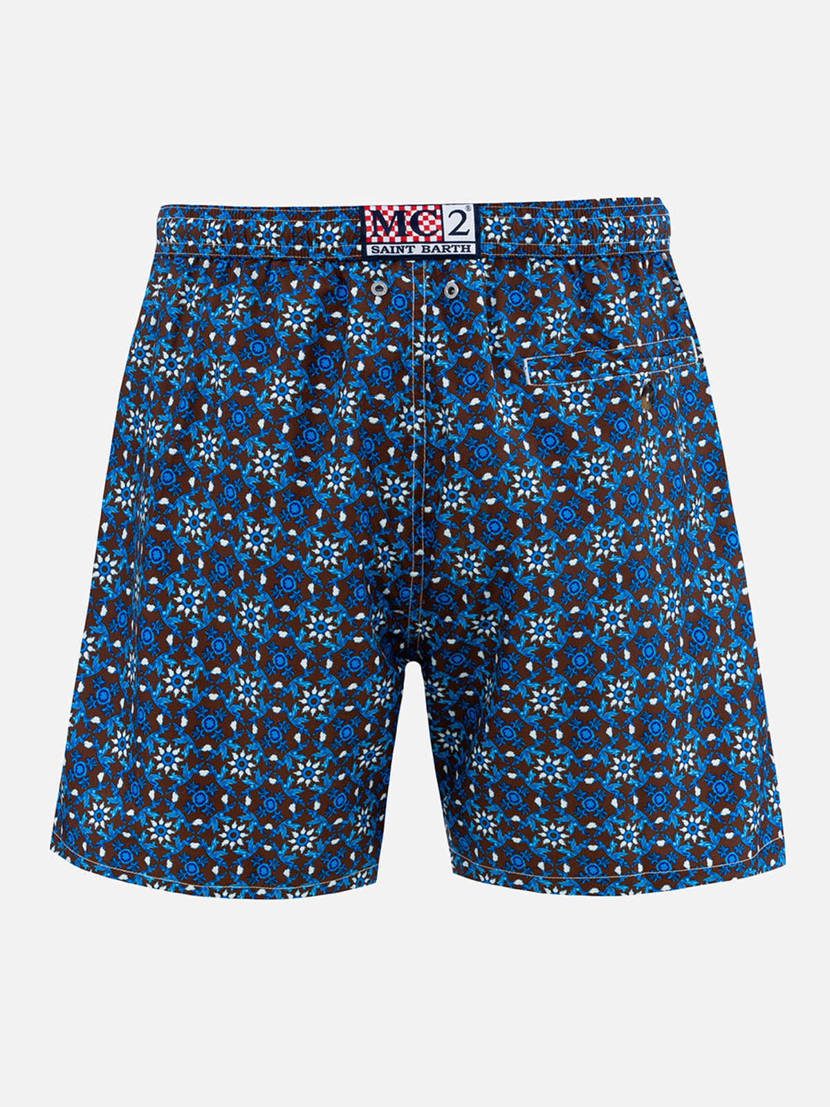 MC2 SAINT BARTH MAN LIGHTWEIGHT FABRIC SWIM-SHORTS LIGHTING 70 WITH MAJOLICA PRINT