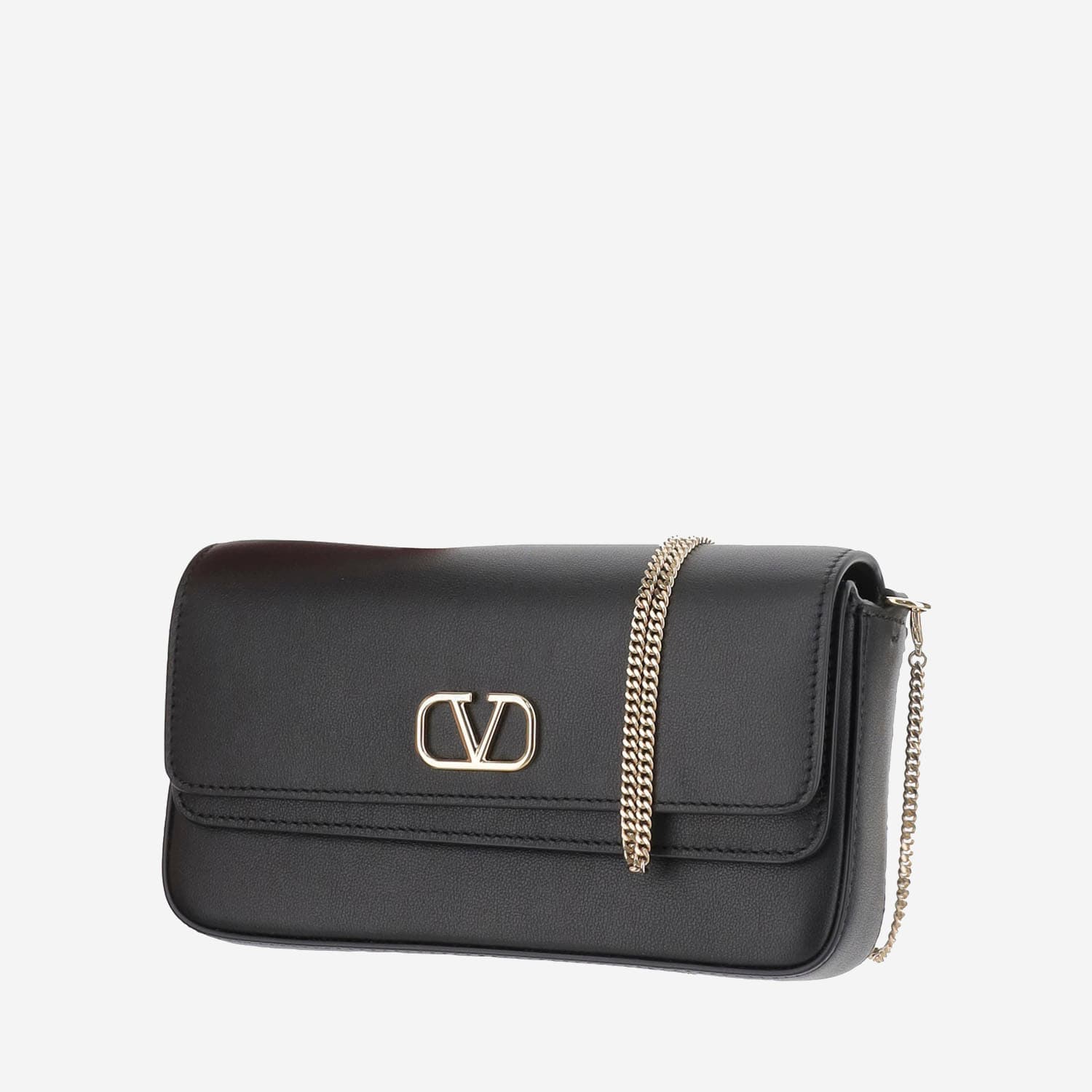 Shop Valentino Vlogo Nappa Leather Shoulder Bag In Black