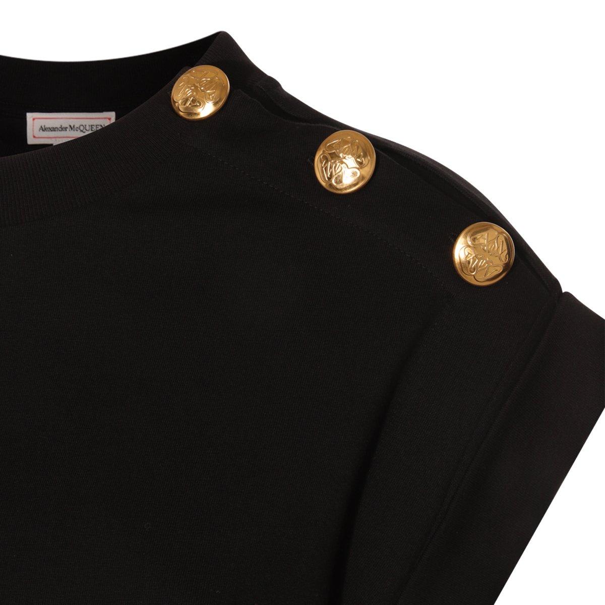 Shop Alexander Mcqueen Seal Button-embellished T-shirt In Black
