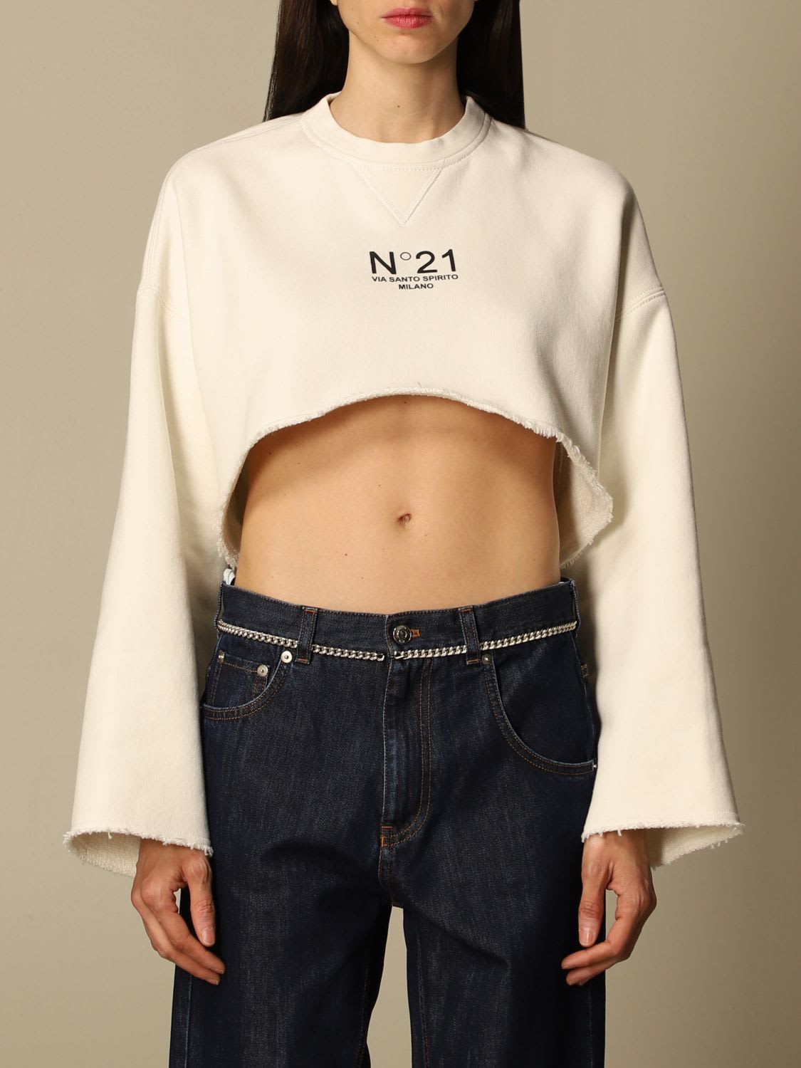N.21 N° 21 Sweatshirt N ° 21 Cropped Sweatshirt With Logo