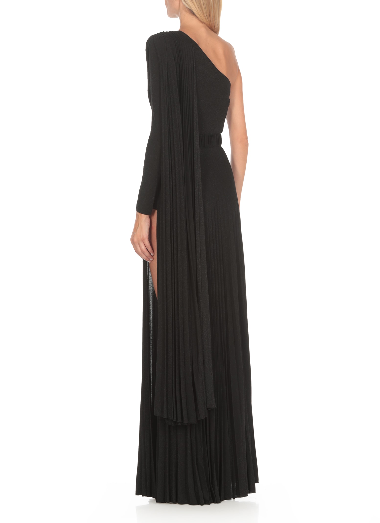 Shop Elisabetta Franchi Lurex Red Carpet Dress In Black