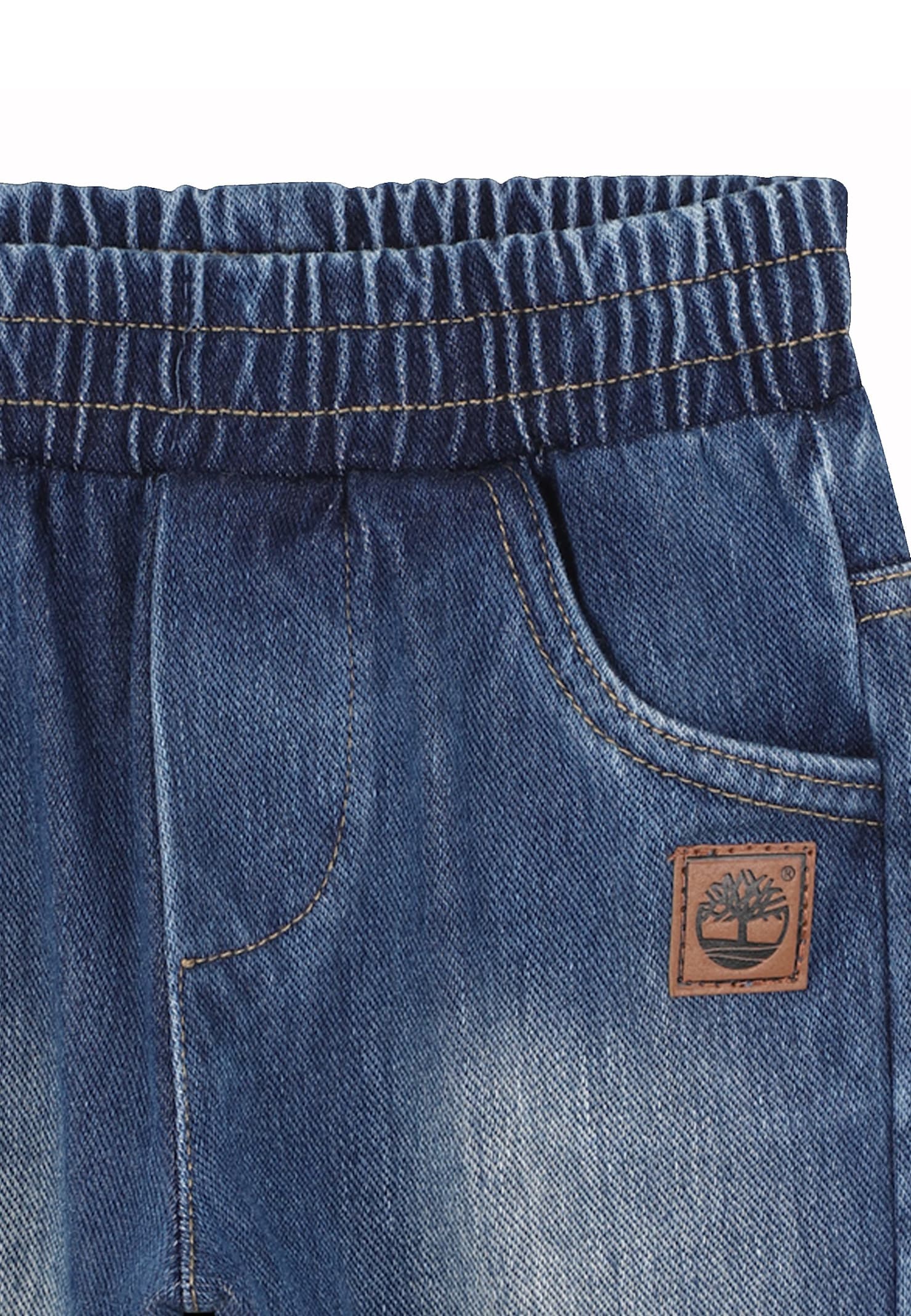 Timberland Denim Jeans For Baby Boy With Patch In Blue
