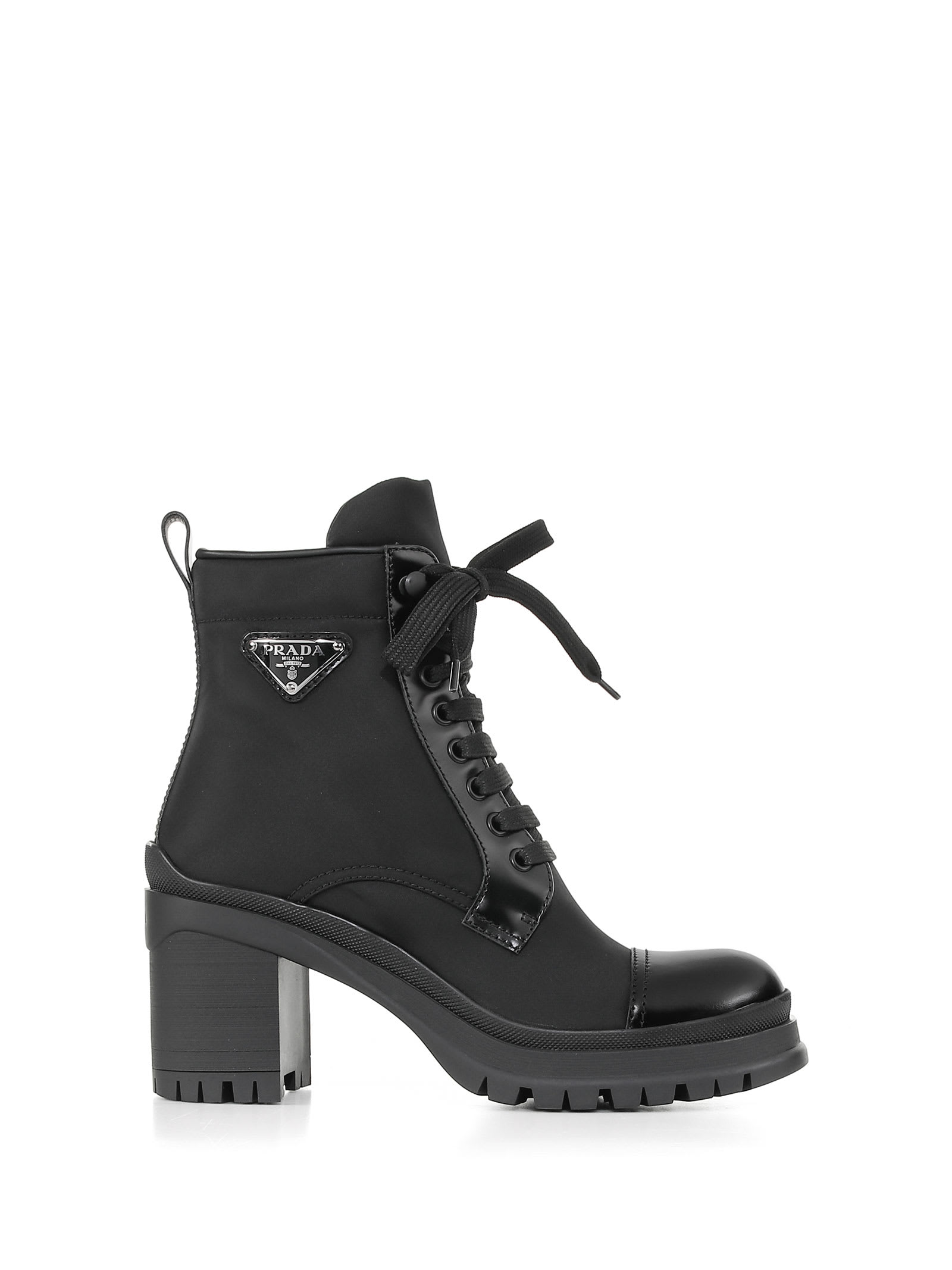 Prada Ankle Boots In Leather And Nylon