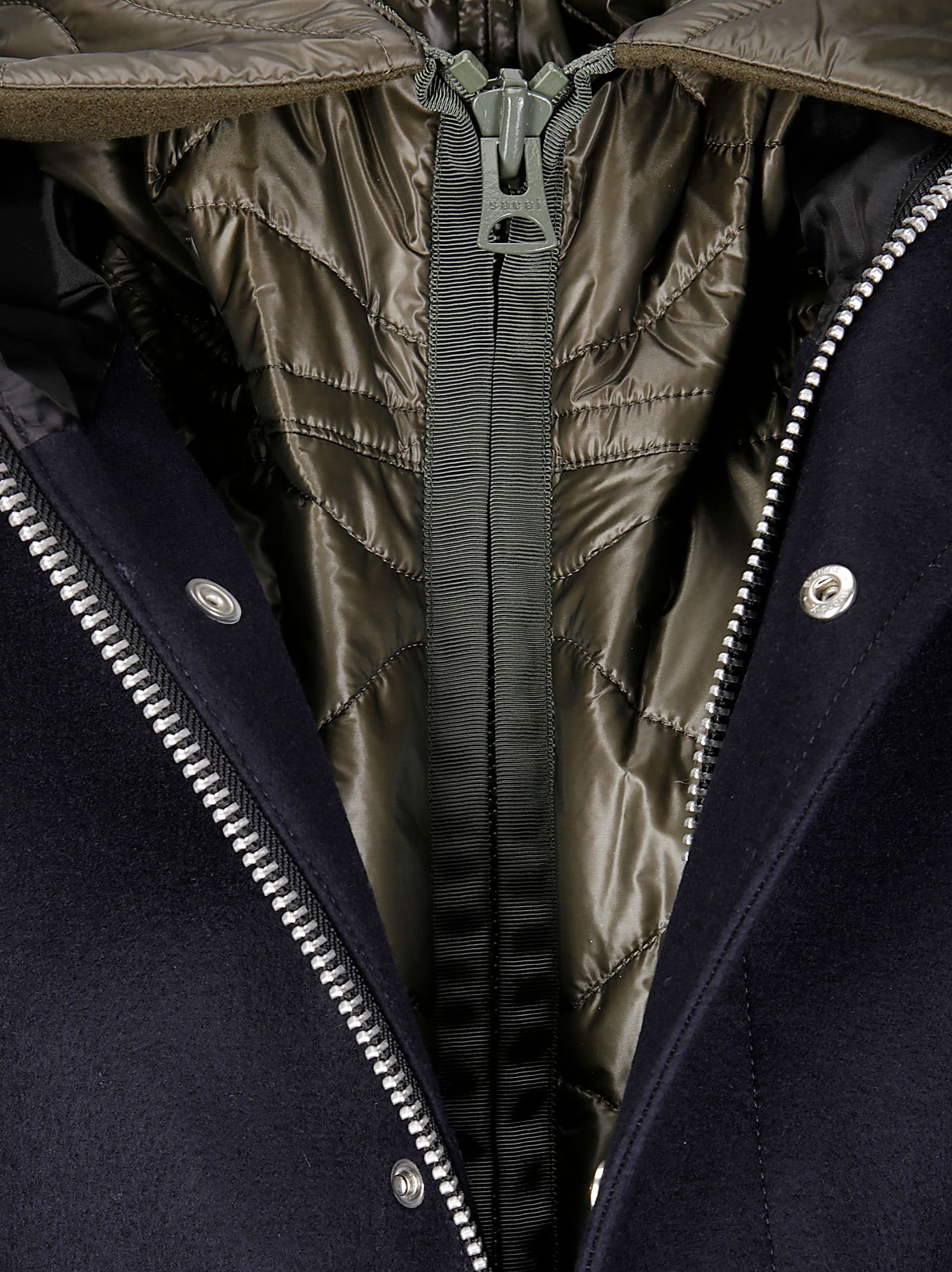 Sacai Wool Melton Blouson With Down-effect Inner Jacket In Blue