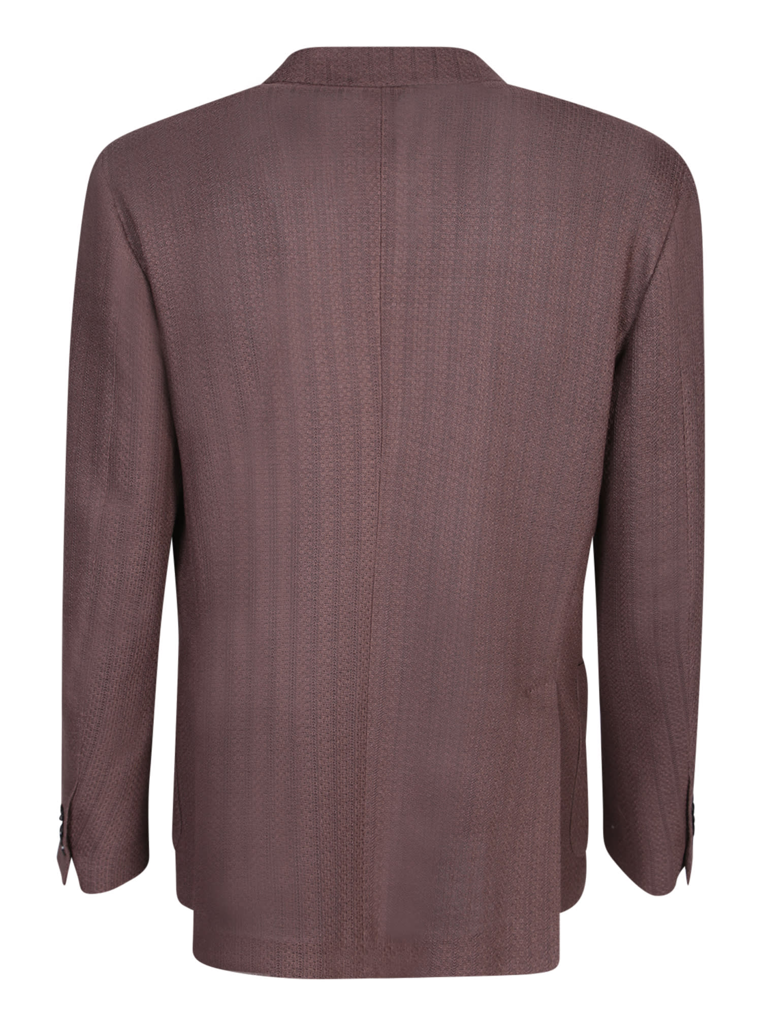 Shop Lardini Jersey Double-breasted Brown Jacket