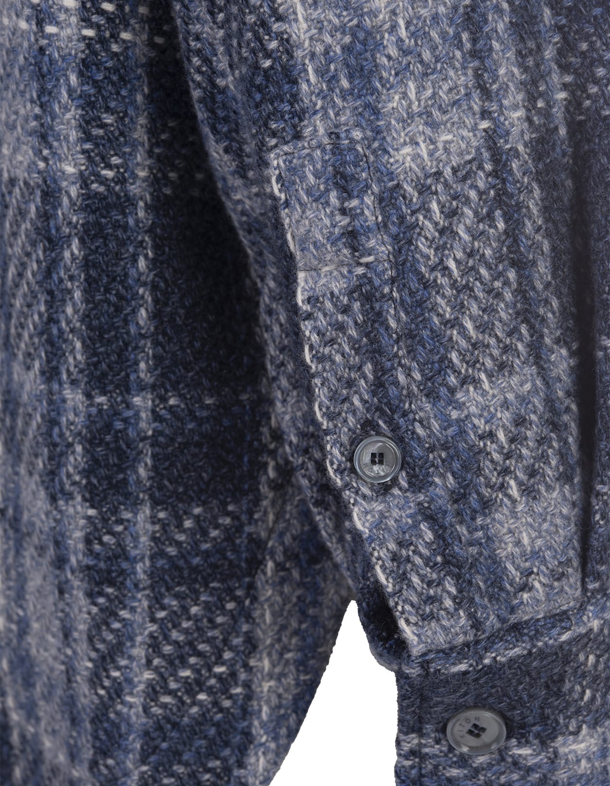 Shop Kiton Blue Check Cashmere Overshirt