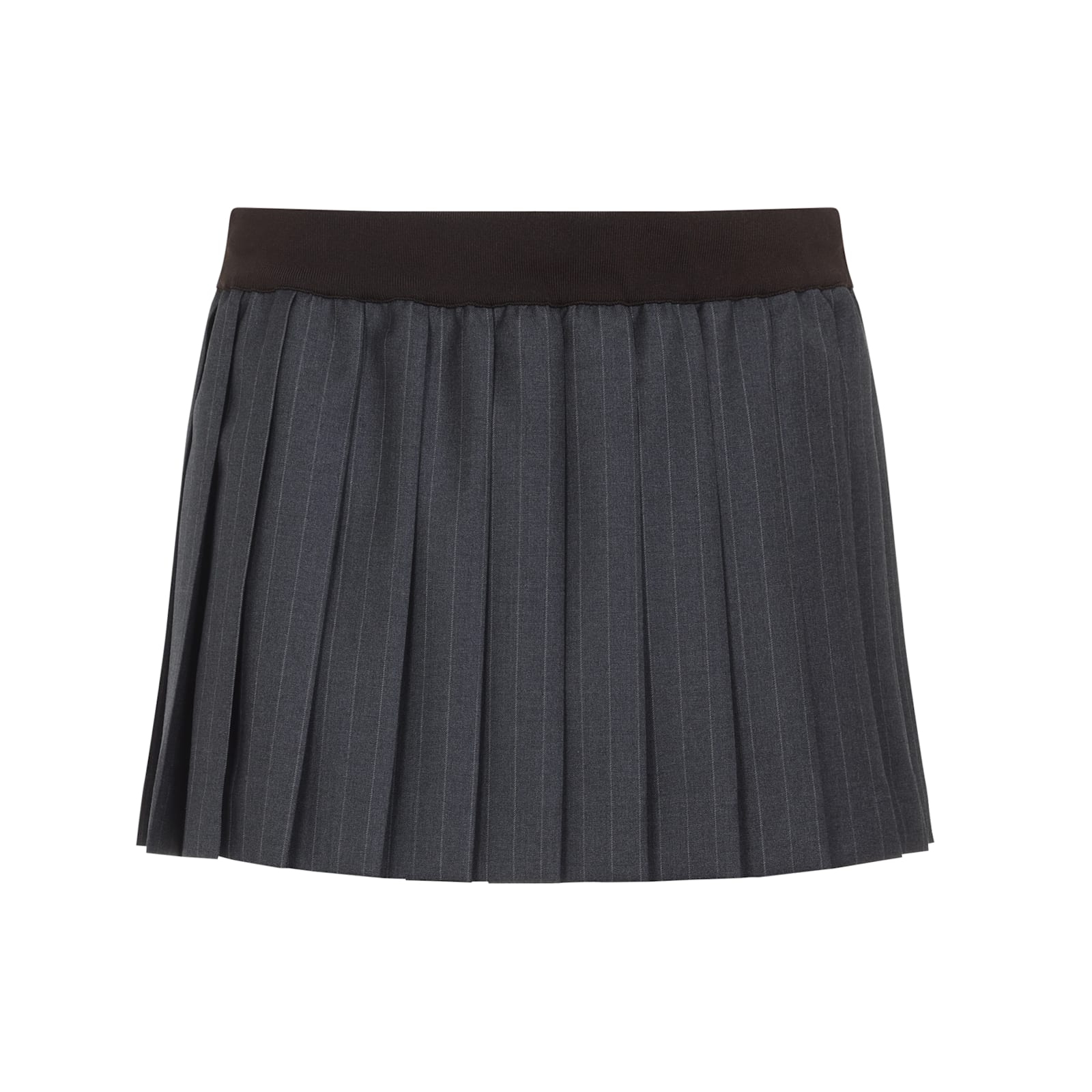 Miu Miu Elastic Waistband Pleated Mini Skirt In Black