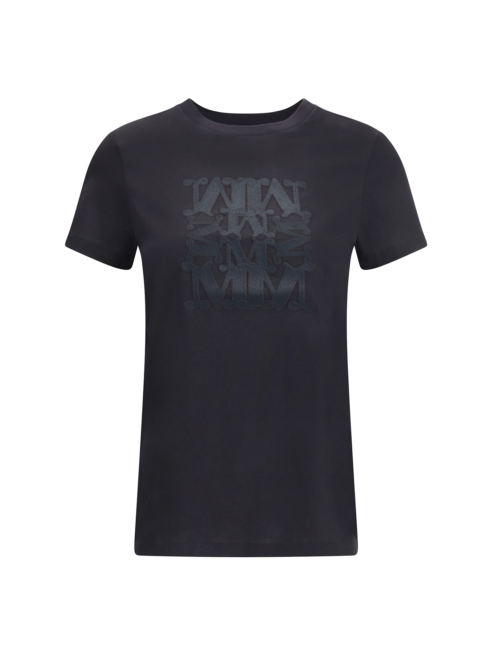 Max Mara Embroidered Monogram T-shirt In Black