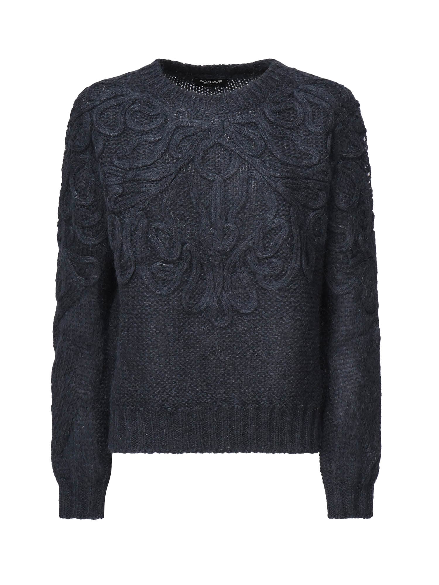 Dondup Patterned Knitted Sweater In Black