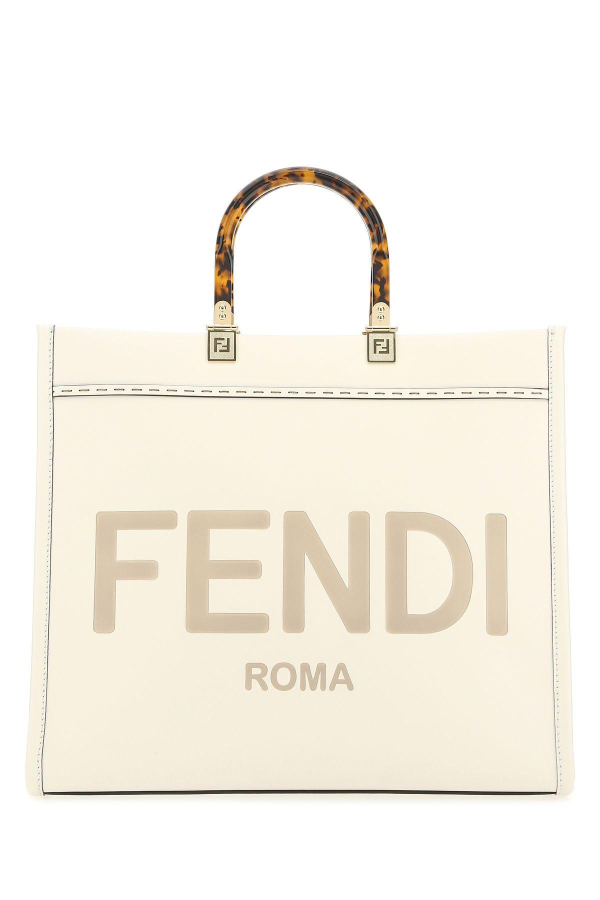 Fendi Ivory Leather Medium Sunshine Shopping Bag