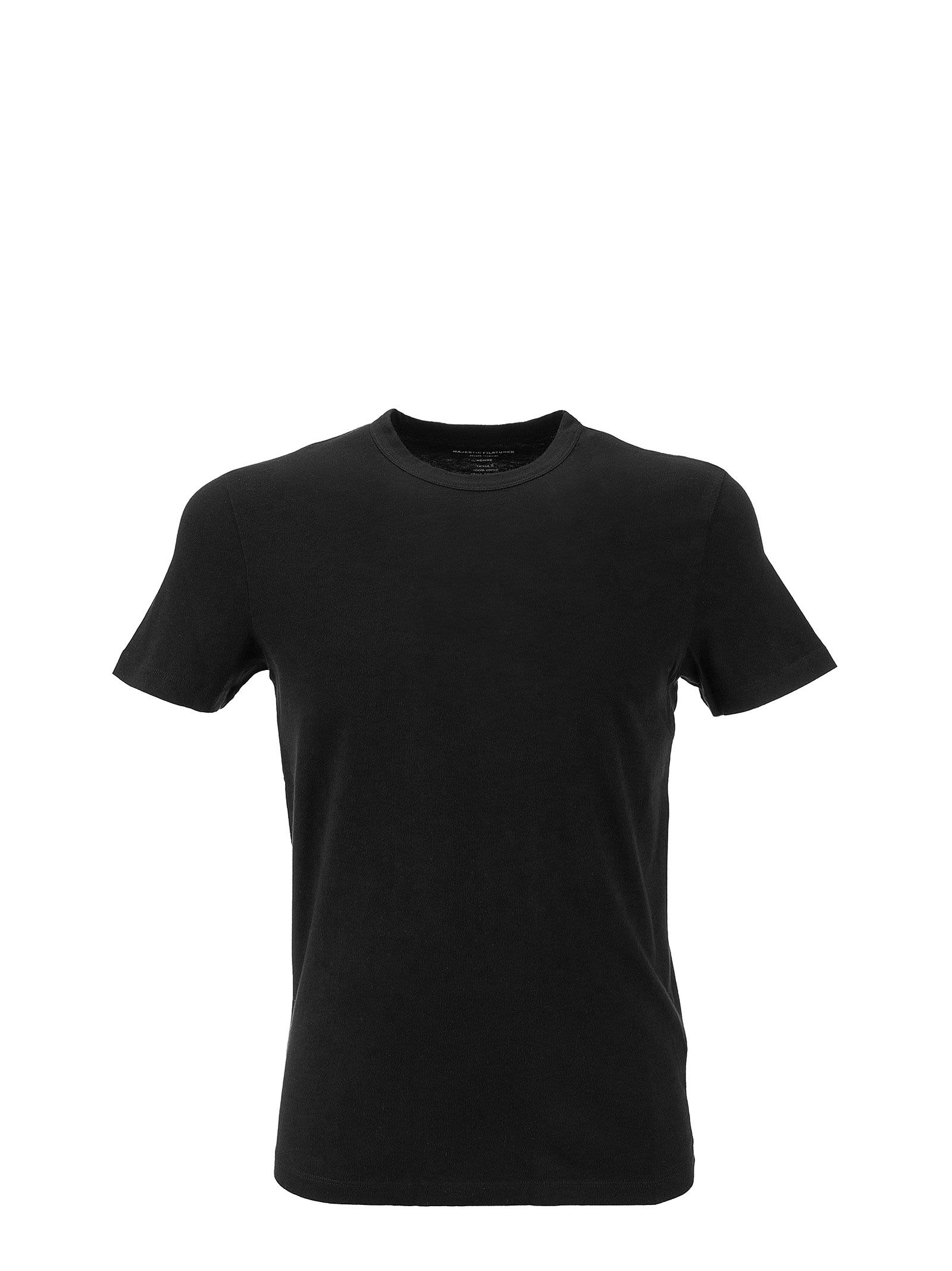MAJESTIC BLACK CREW NECK T-SHIRT IN SILK TOUCH COTTON,M537 HTS084 002