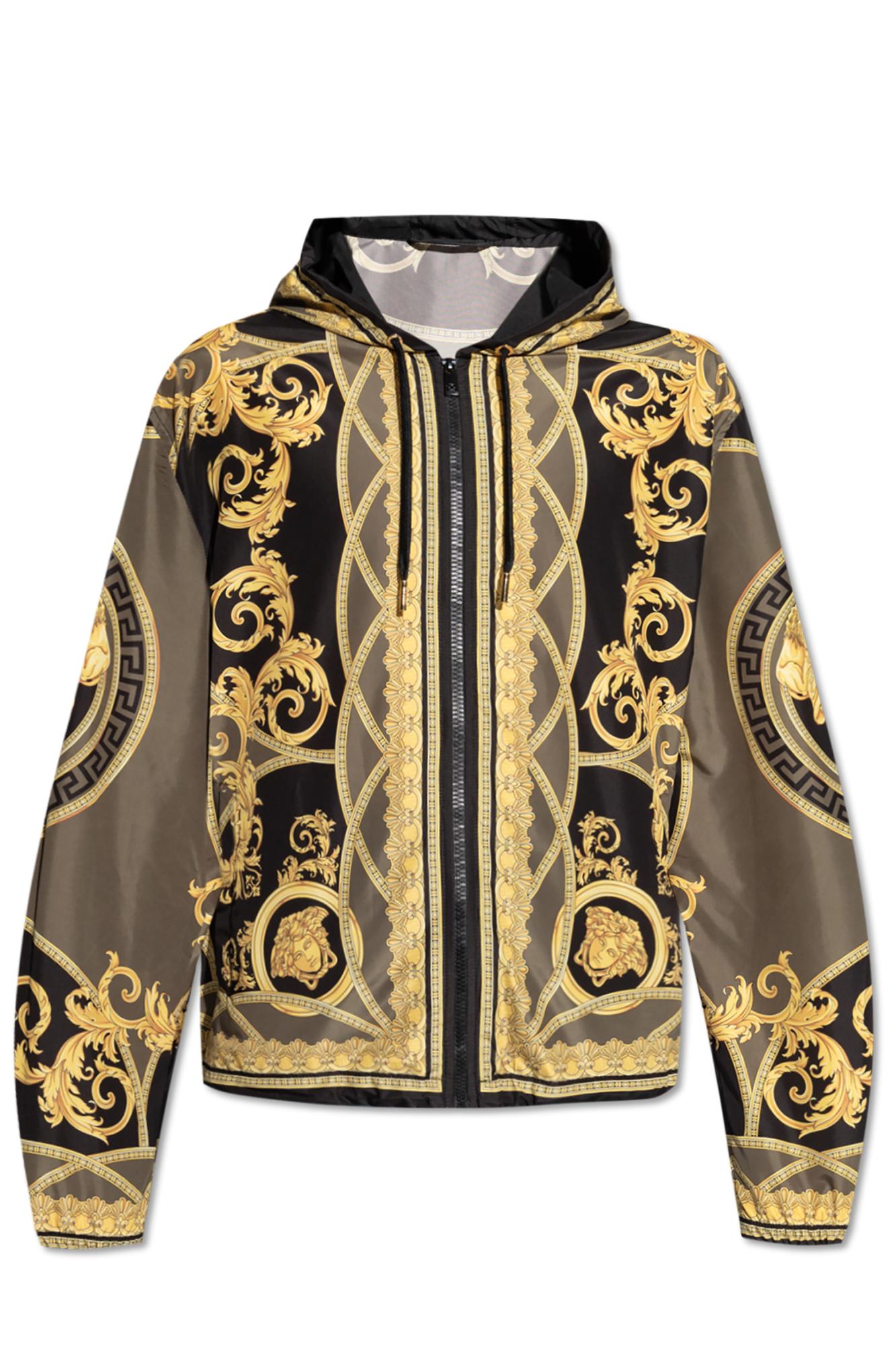 Shop Versace Jacket With Pattern In Golden