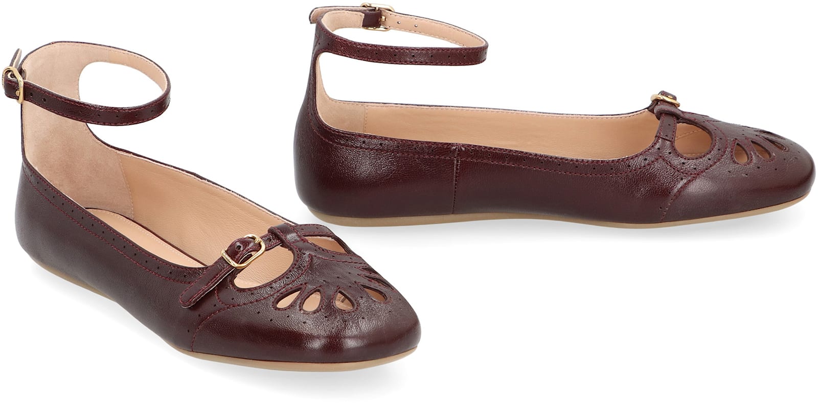 Chloé Misty Lambskin Ballerinas With Buckle In Purple