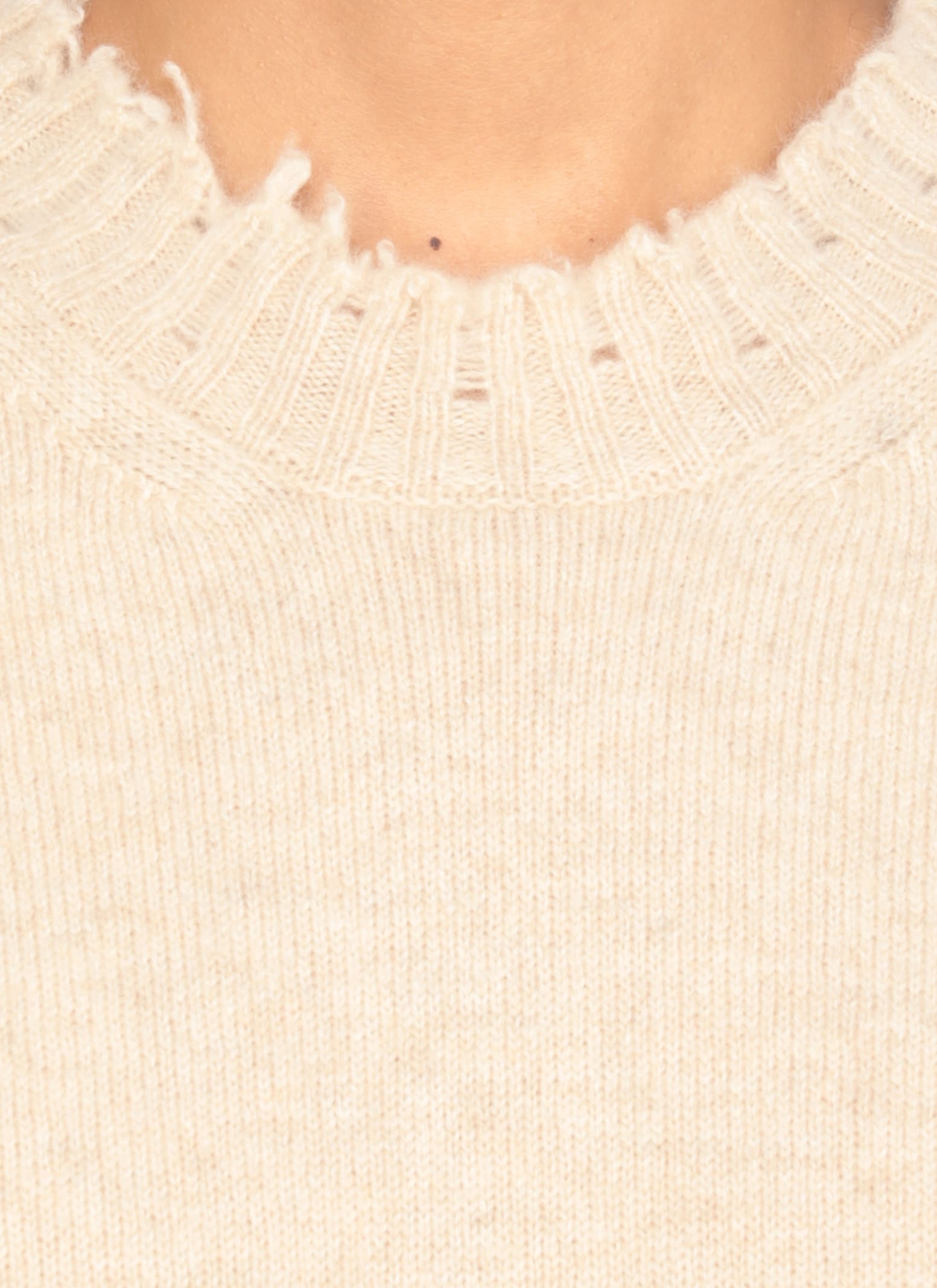 Uma Wang Beige Cashmere Sweater With Ribbed Detailing In Neutral
