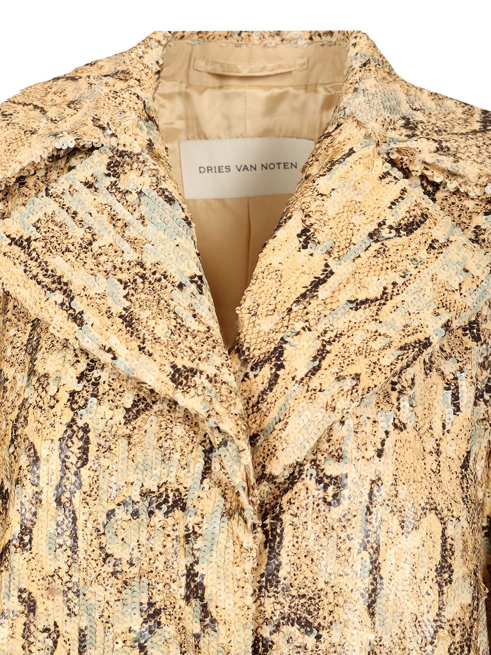 Shop Dries Van Noten Long Coat Ricca In Beige