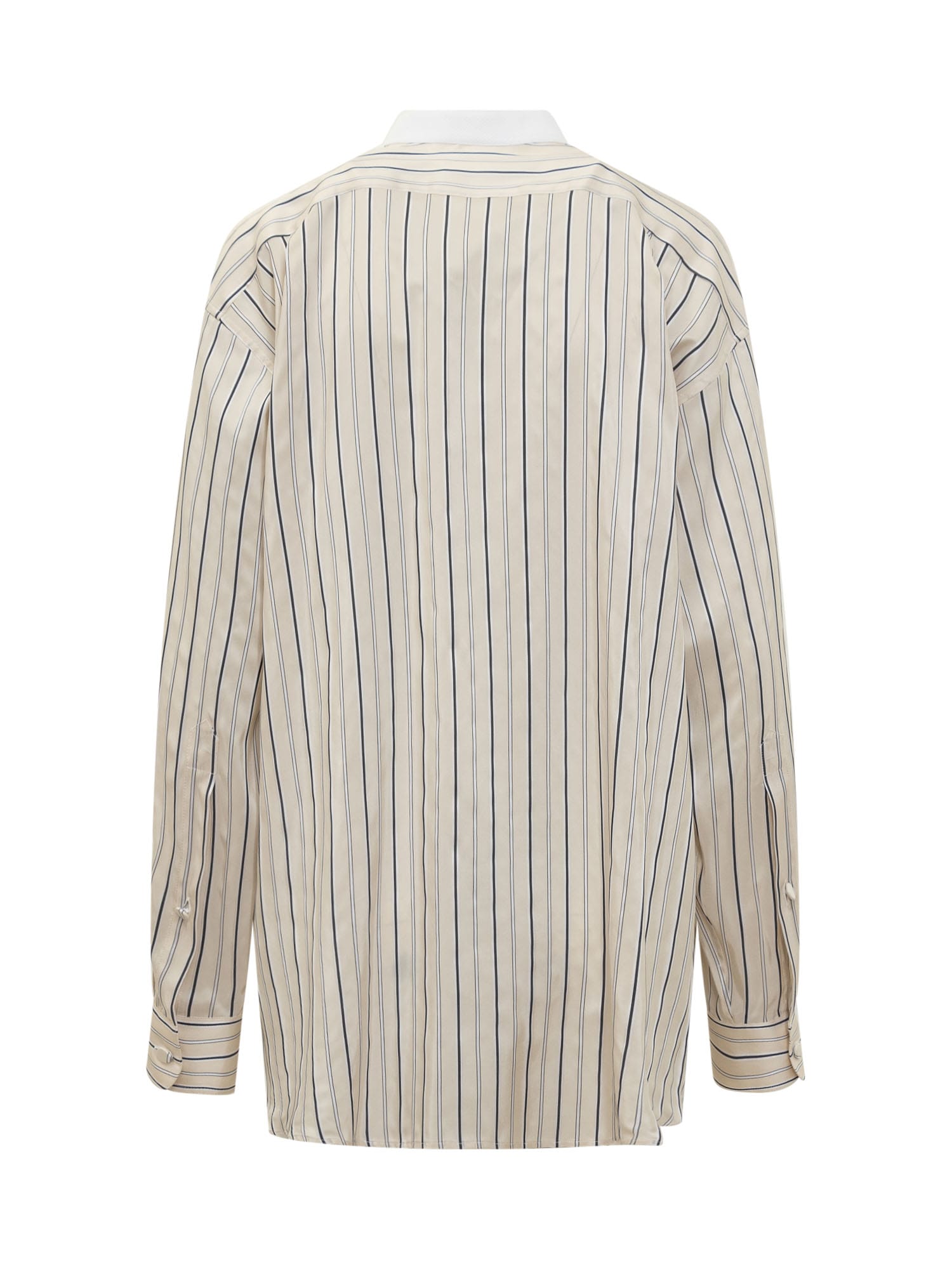 Shop Stella Mccartney Maxi Shirt With Striped Pattern In Magnolia