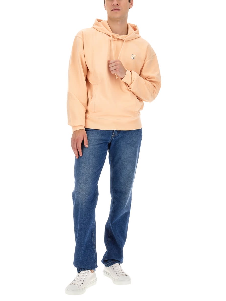 Maison Kitsuné Sweatshirt With Fox Patch In Pink