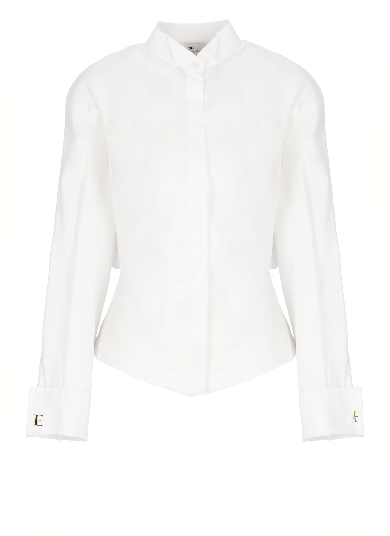 Elisabetta Franchi Crisp White Cotton Shirt With Tailored Silhouette In Multi