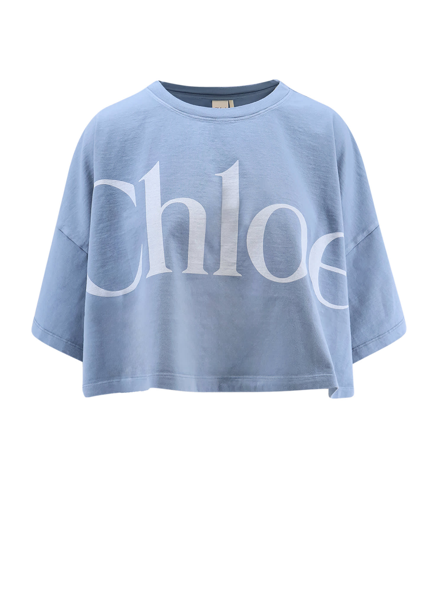 Chloé Oversize Signature Logo Crop Graphic T-shirt
