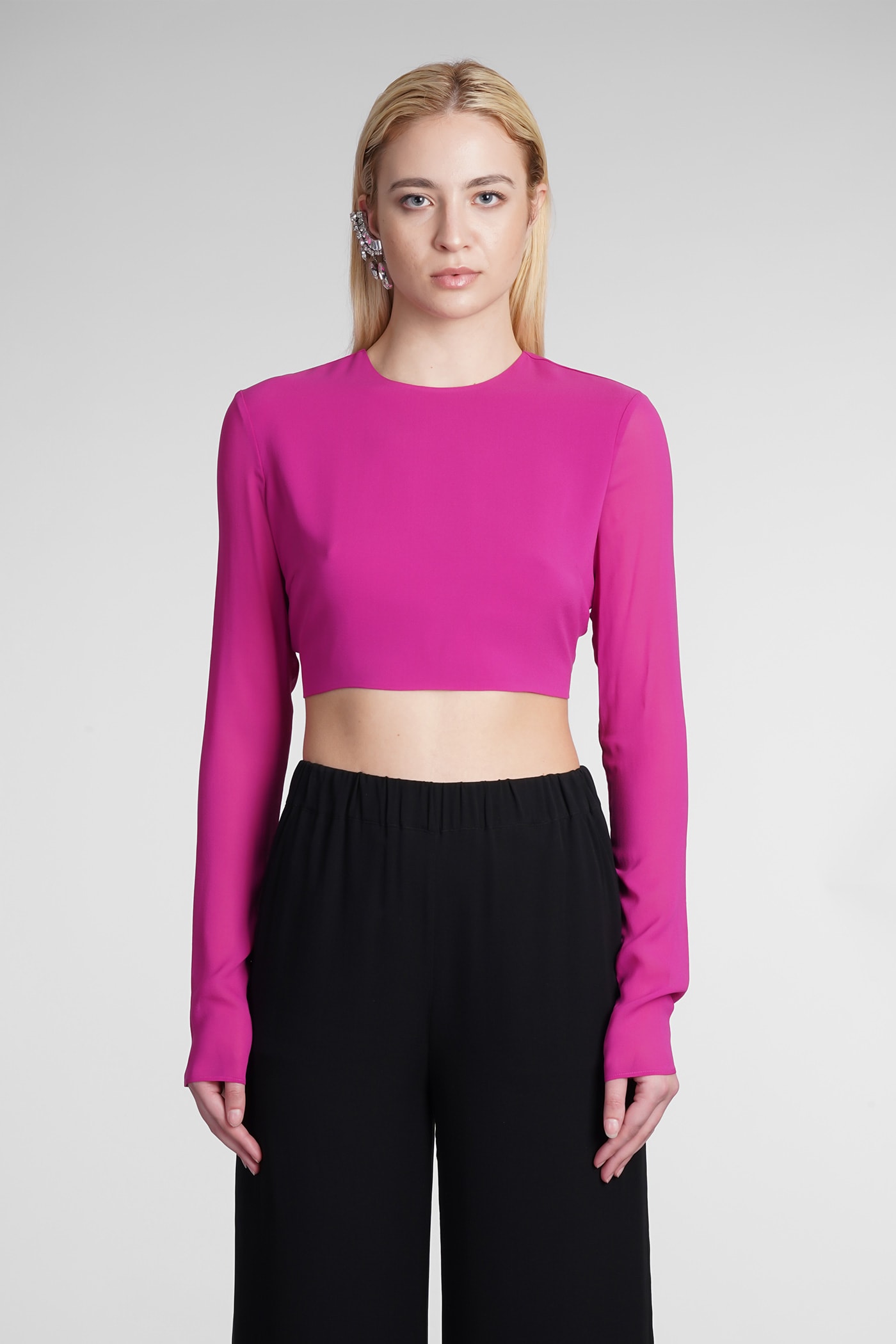 The Andamane `lea` Open Back Crop Top In Viola