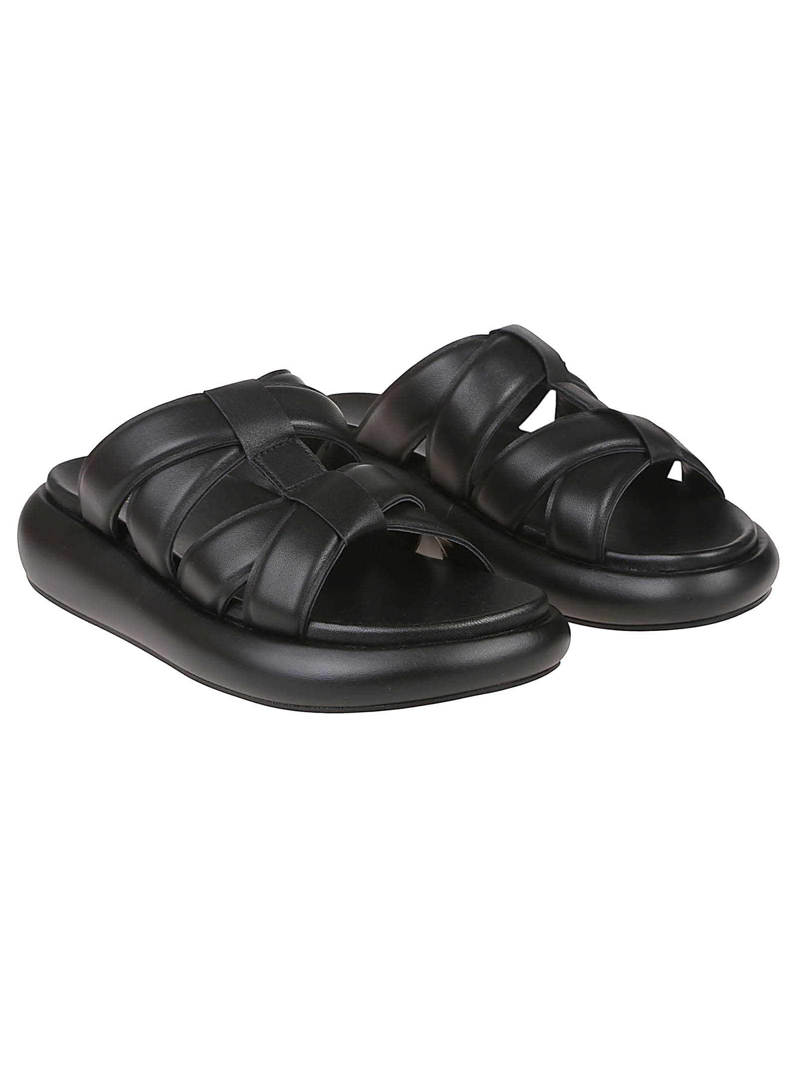 Ash Black Leather Vip Bis Sandals