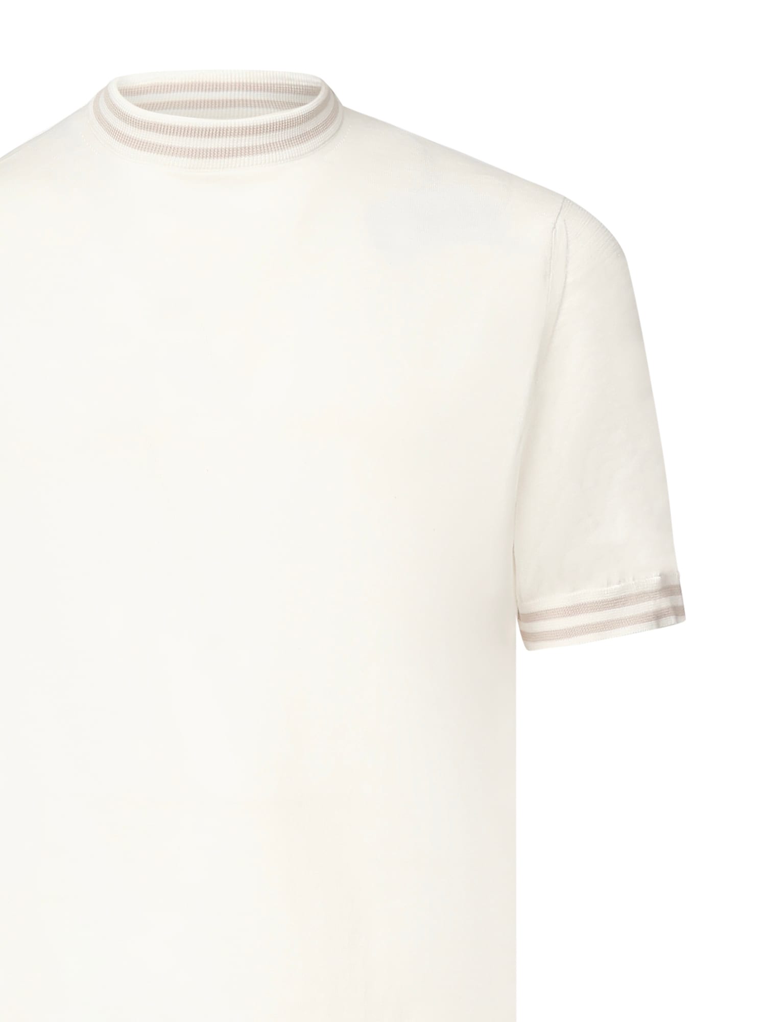 Eleventy Ribbed-trim Short-sleeve Sweater In White