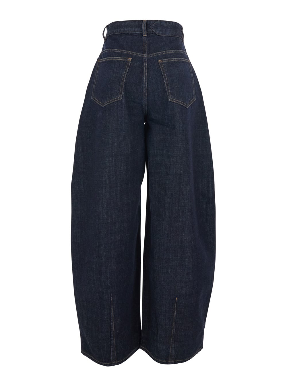 Jacquemus Le De Nimes Ovalo Blue Wide Jeans With Side Logo In Denim Woman In Blue
