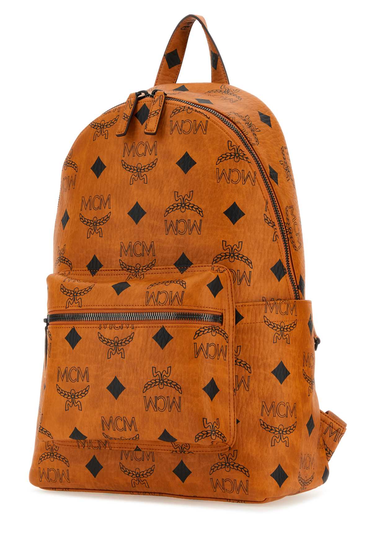 Mcm Printed Canvas Medium Stark Backpack In Cognac